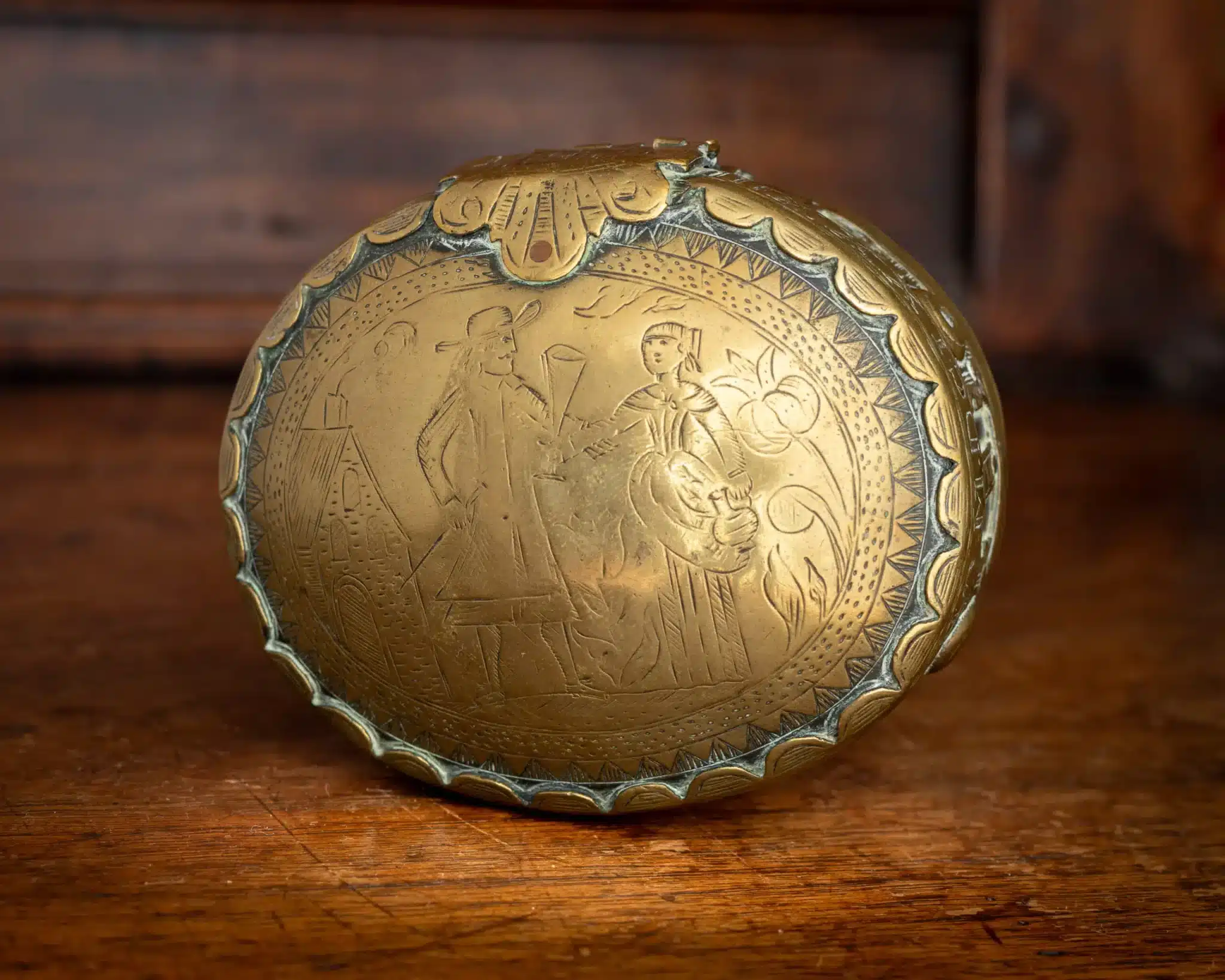 17th century brass tobacco box