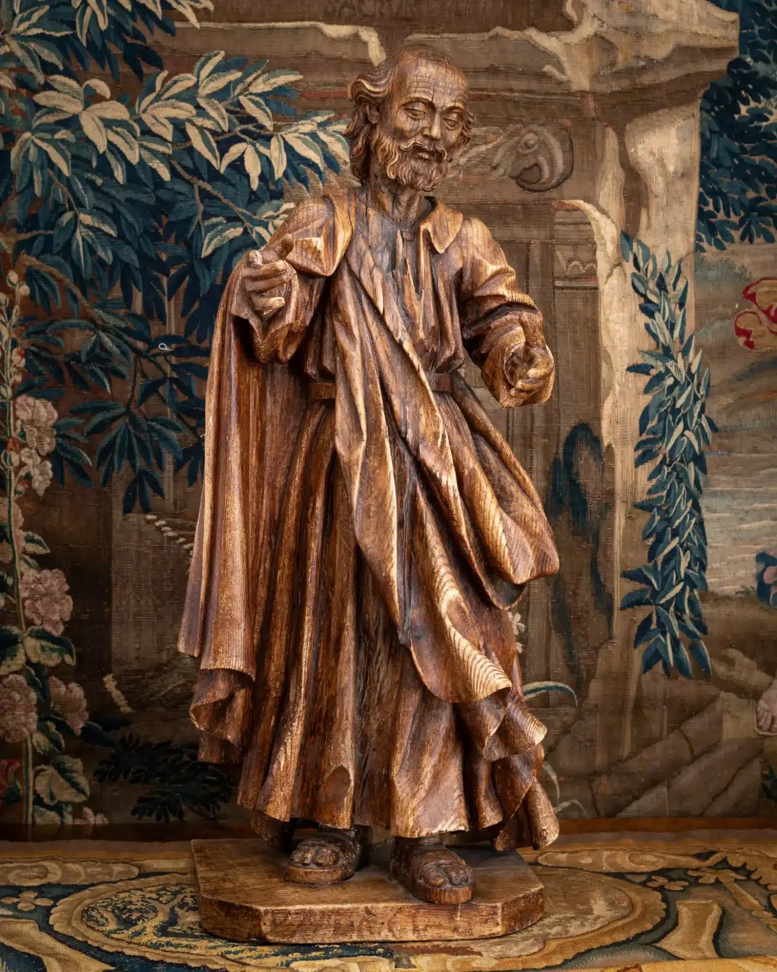 Late Renaissance Carved Oak Sculpture of John the Baptist