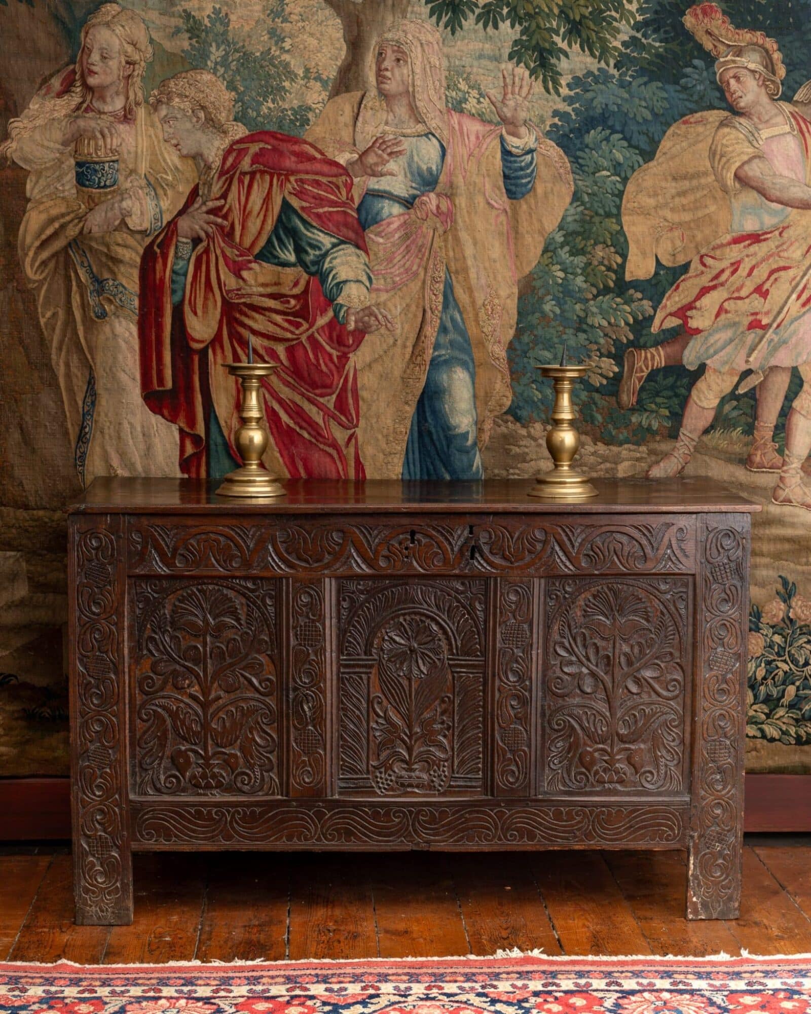 East Devon Oak and Polychromed Chest