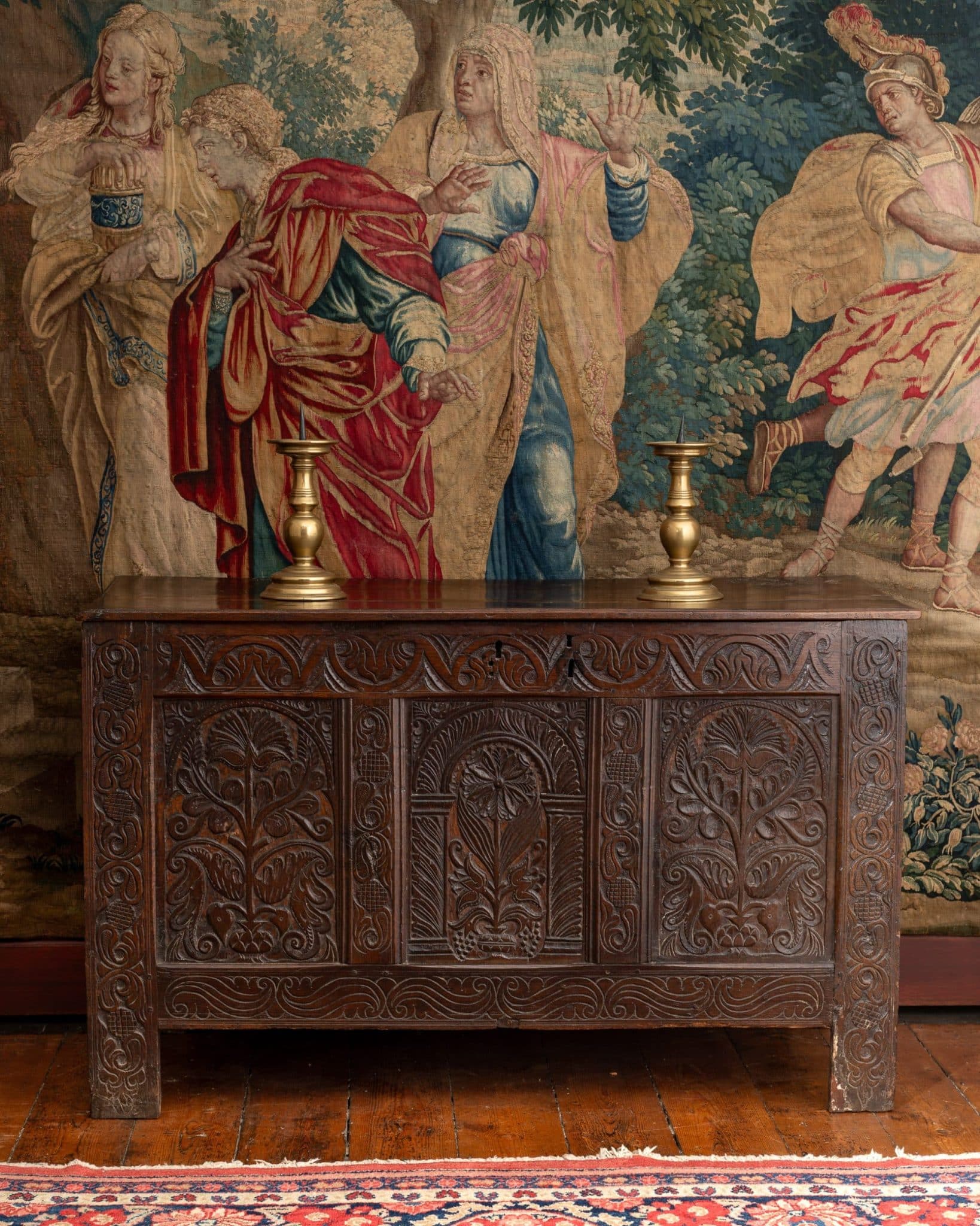East Devon Oak and Polychromed Chest