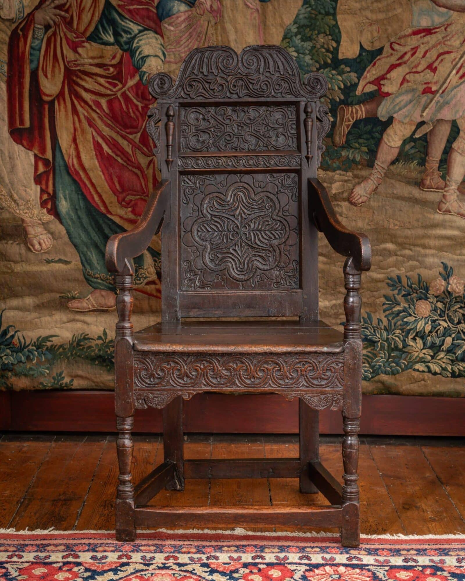 Charles II Joined Oak Armchair of Large Proportions