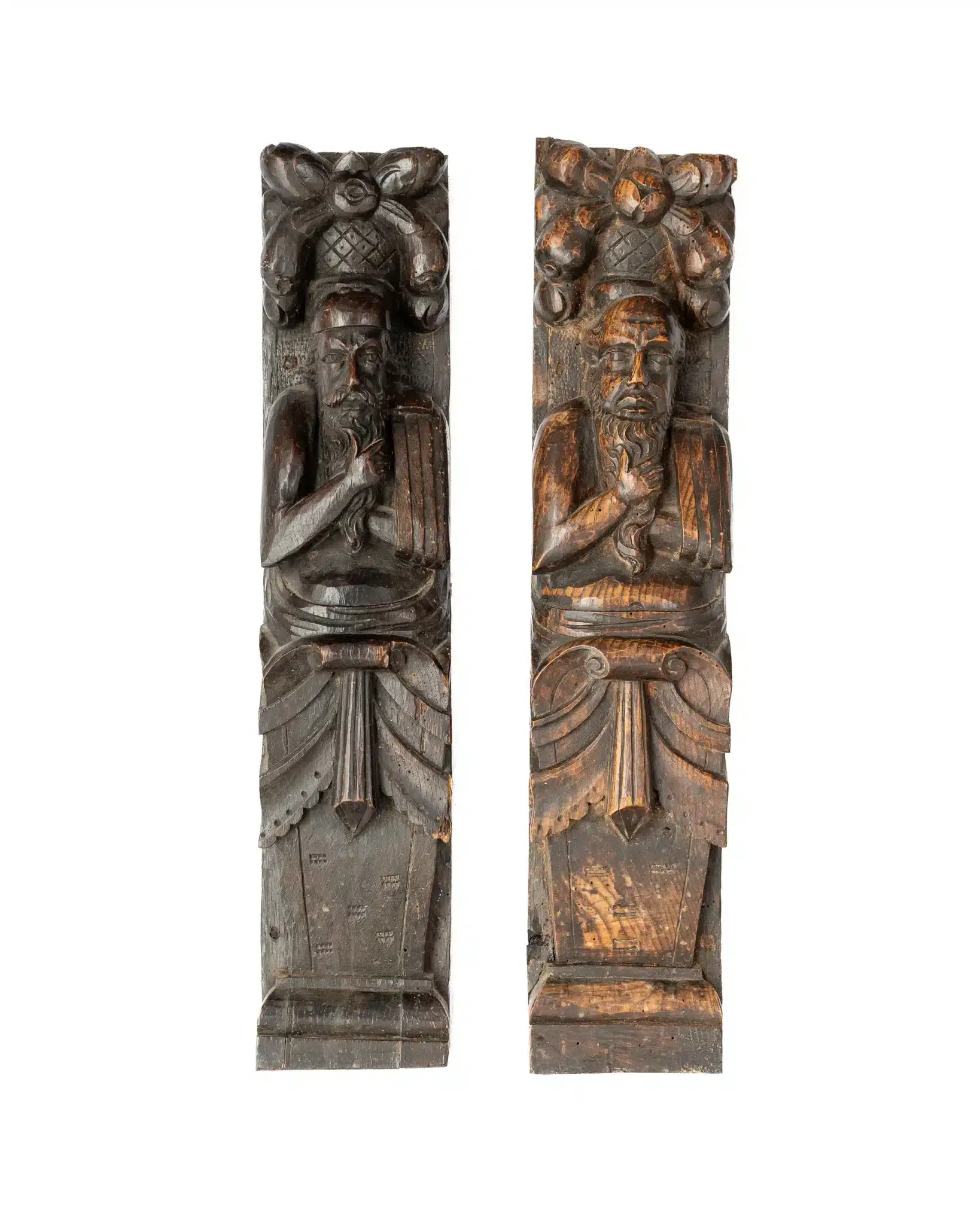 Pair of James I Carved Atlantes