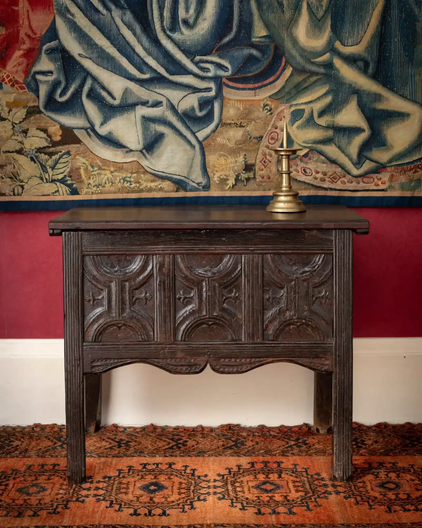 Henry VIII Oak Counter Table with Parchemin Panels