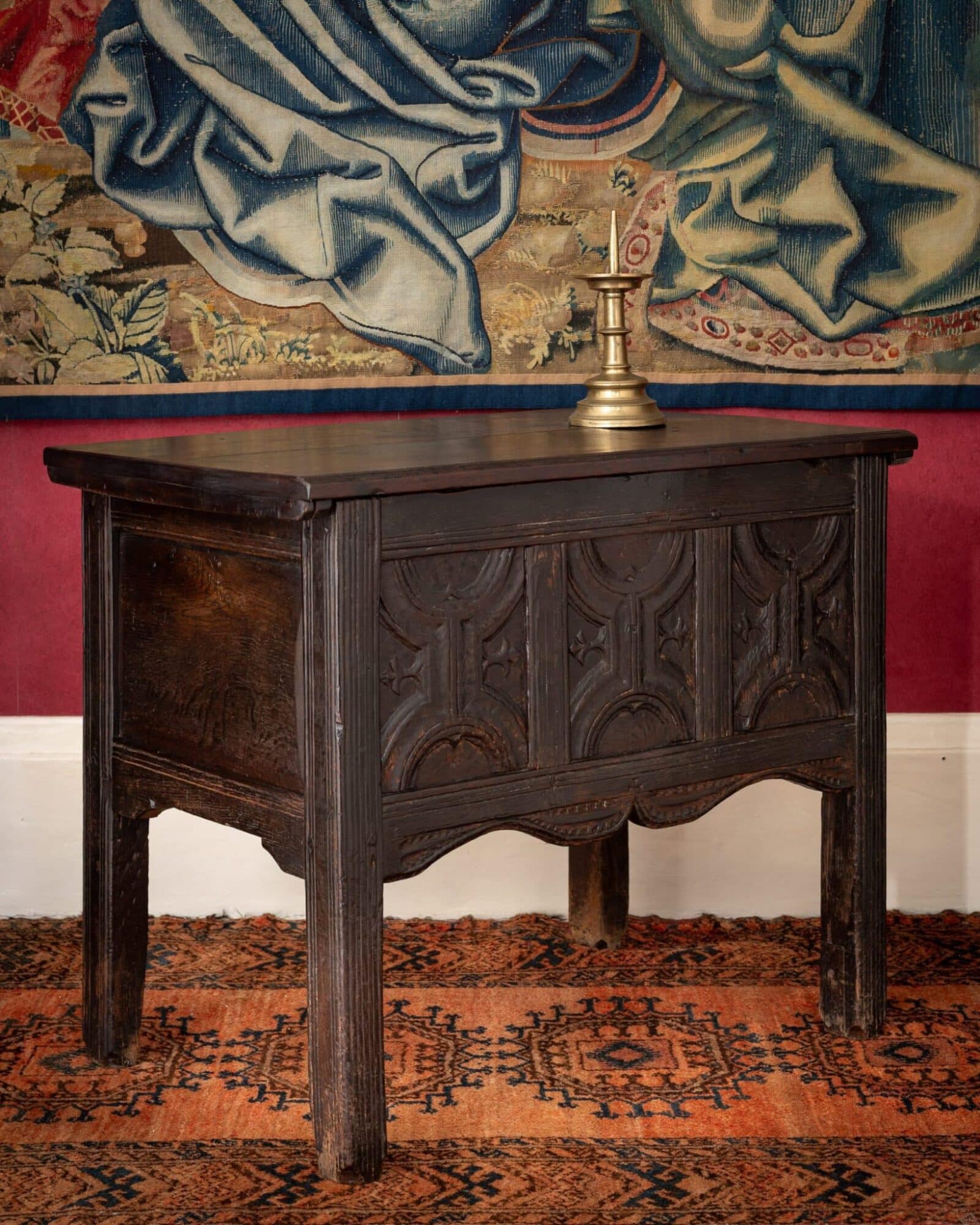 Henry VIII Oak Counter Table with Parchemin Panels