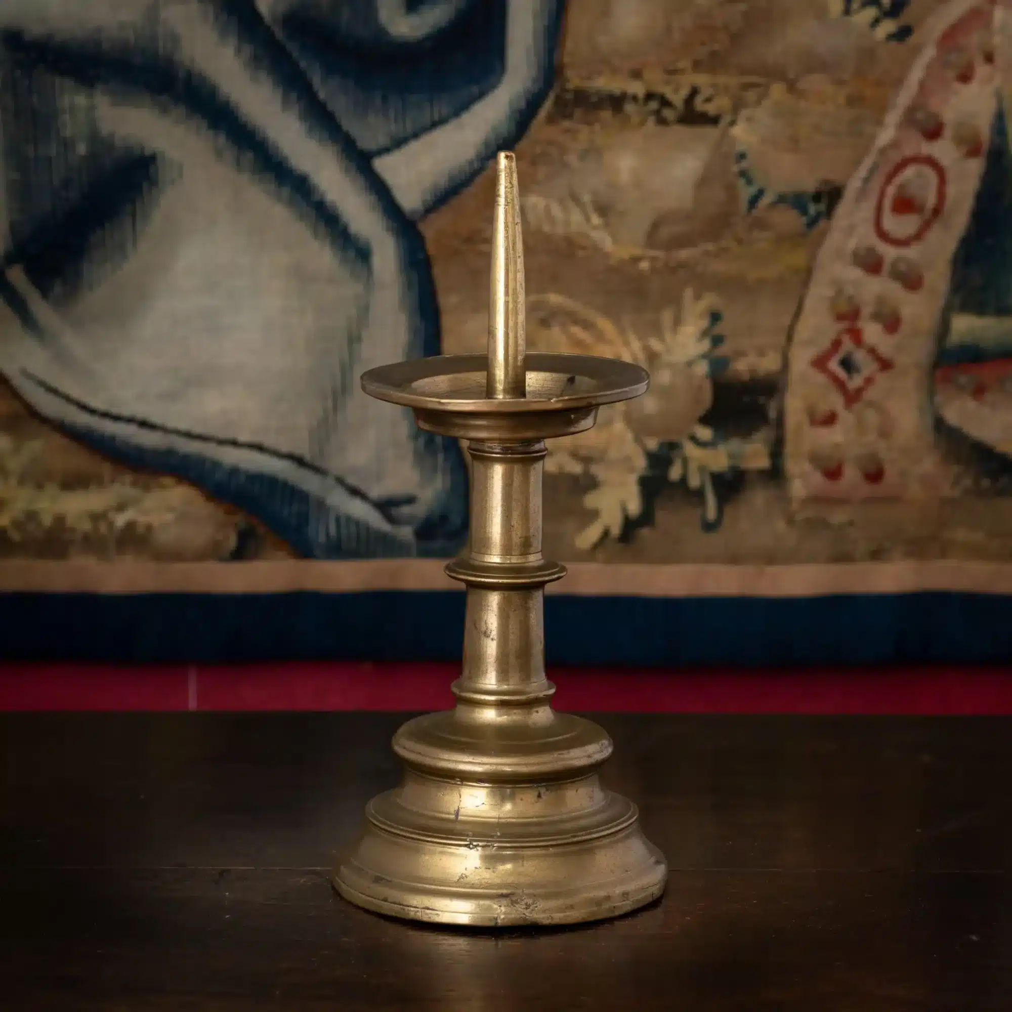 A Late Gothic Brass Pricket Candlestick