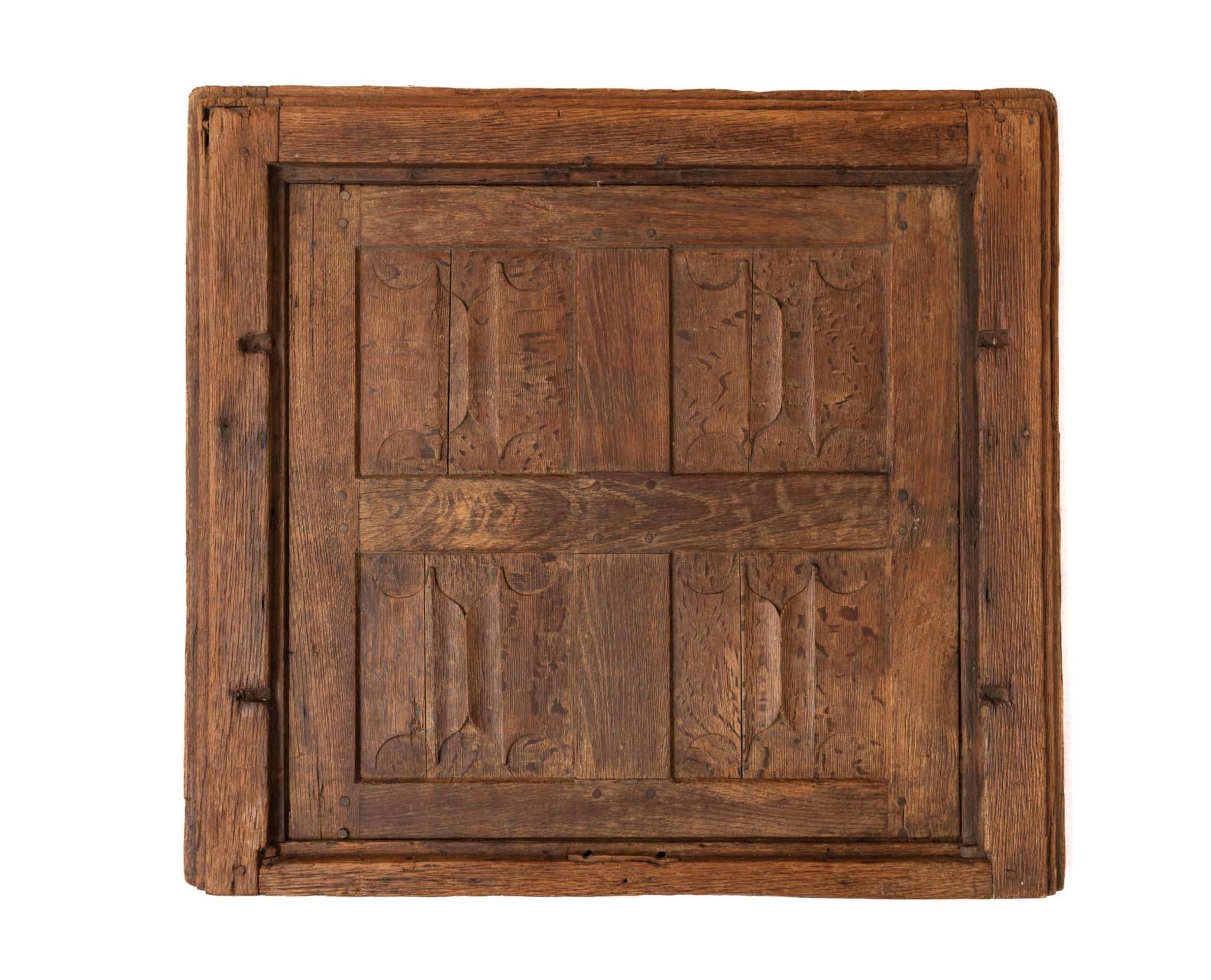 Gothic French Oak Window Shutter With Linenfold Door