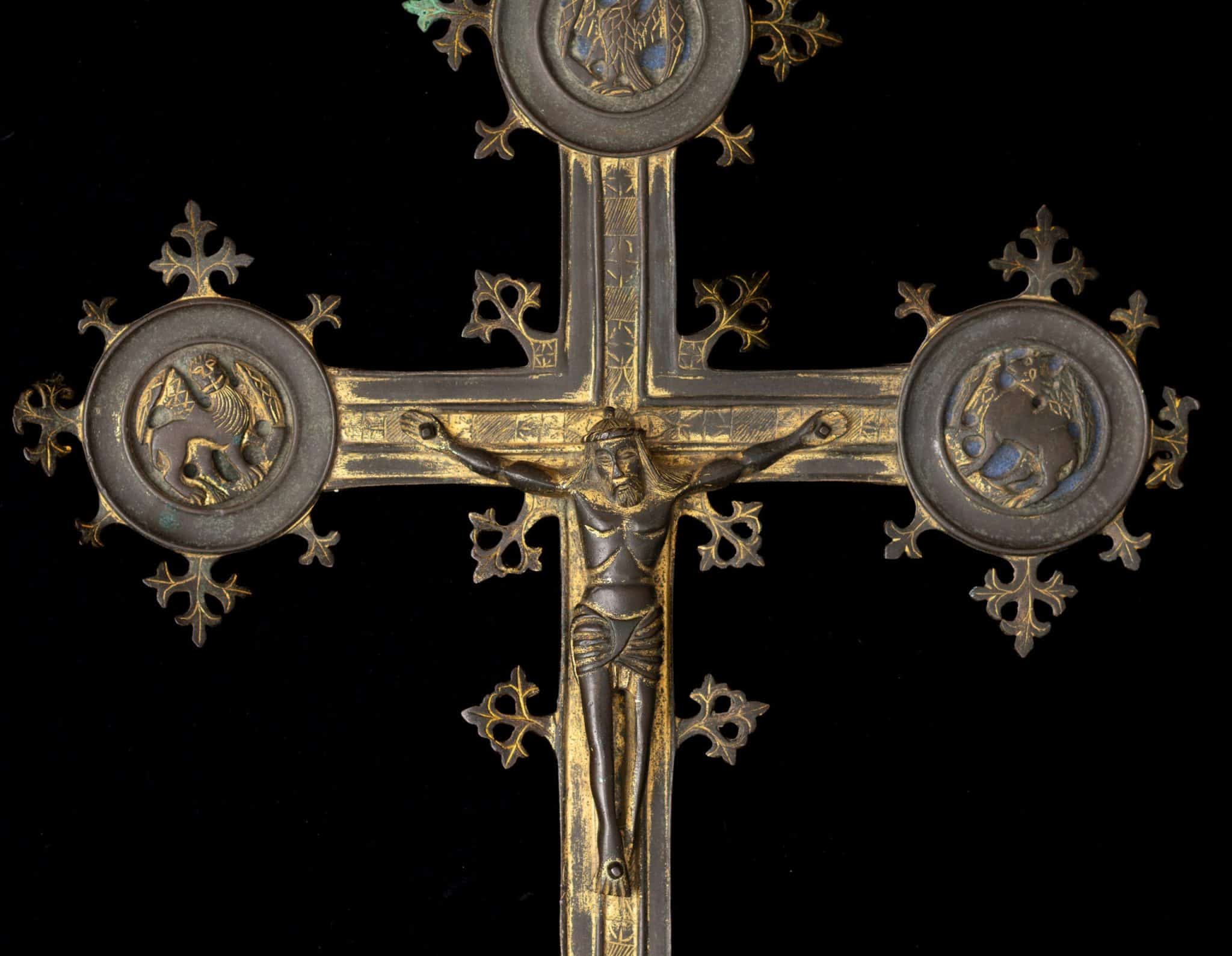 English Tudor Gilt-Latten Processional Cross