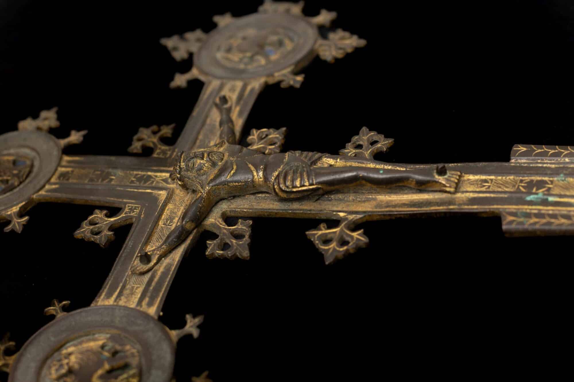 English Tudor Gilt-Latten Processional Cross