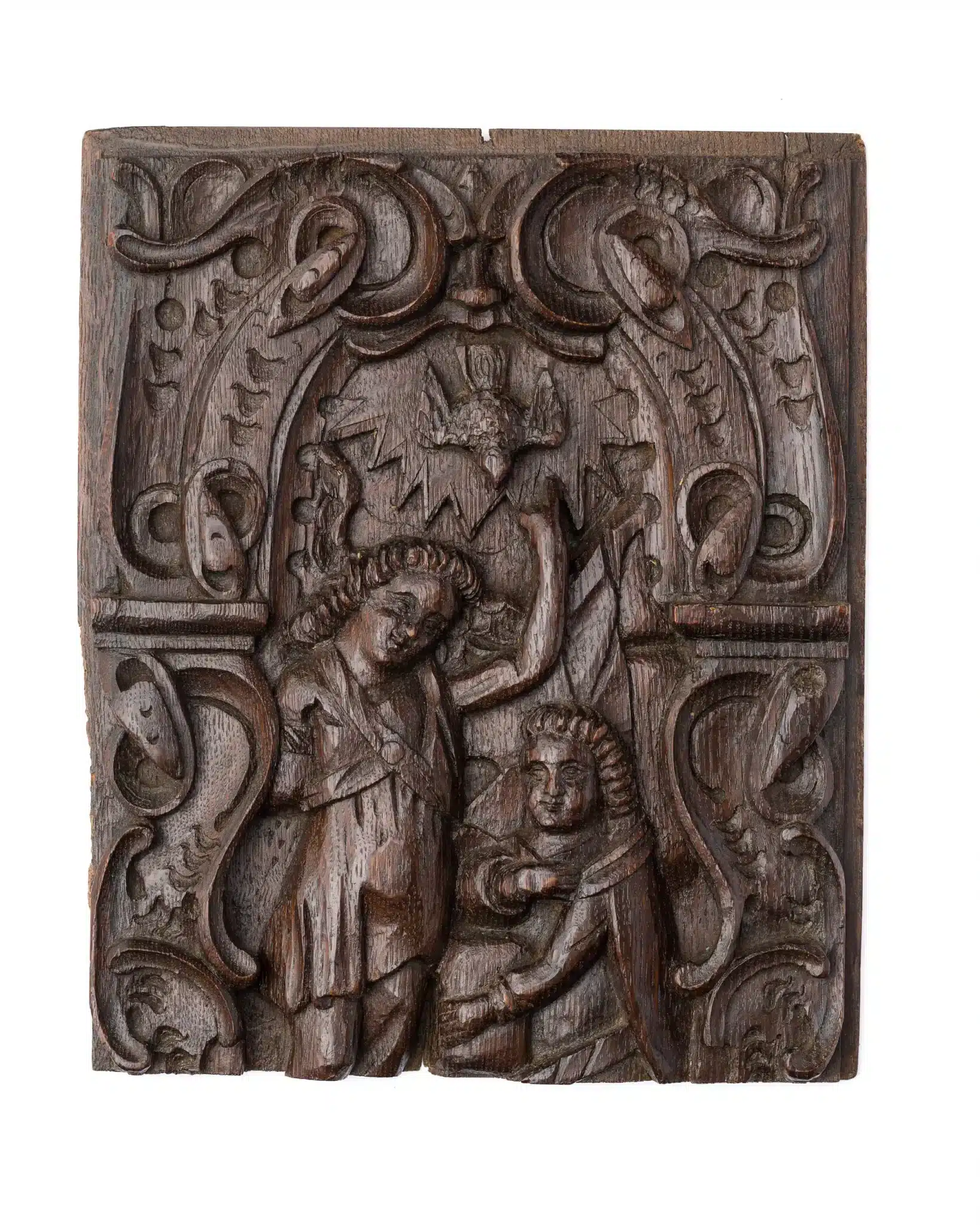 Renaissance Oak Carved Panel: The Annunciation