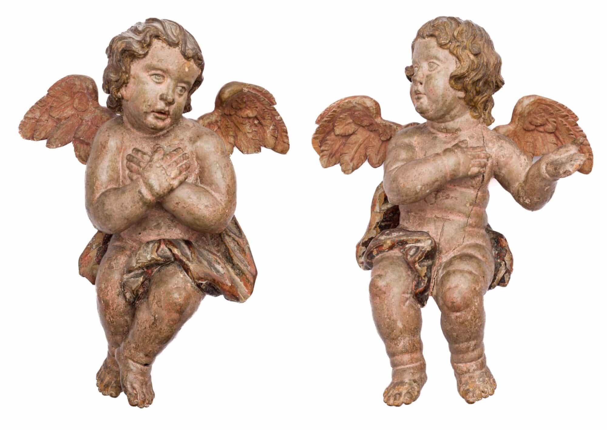 Pair of Flemish Renaissance Winged Cherubs