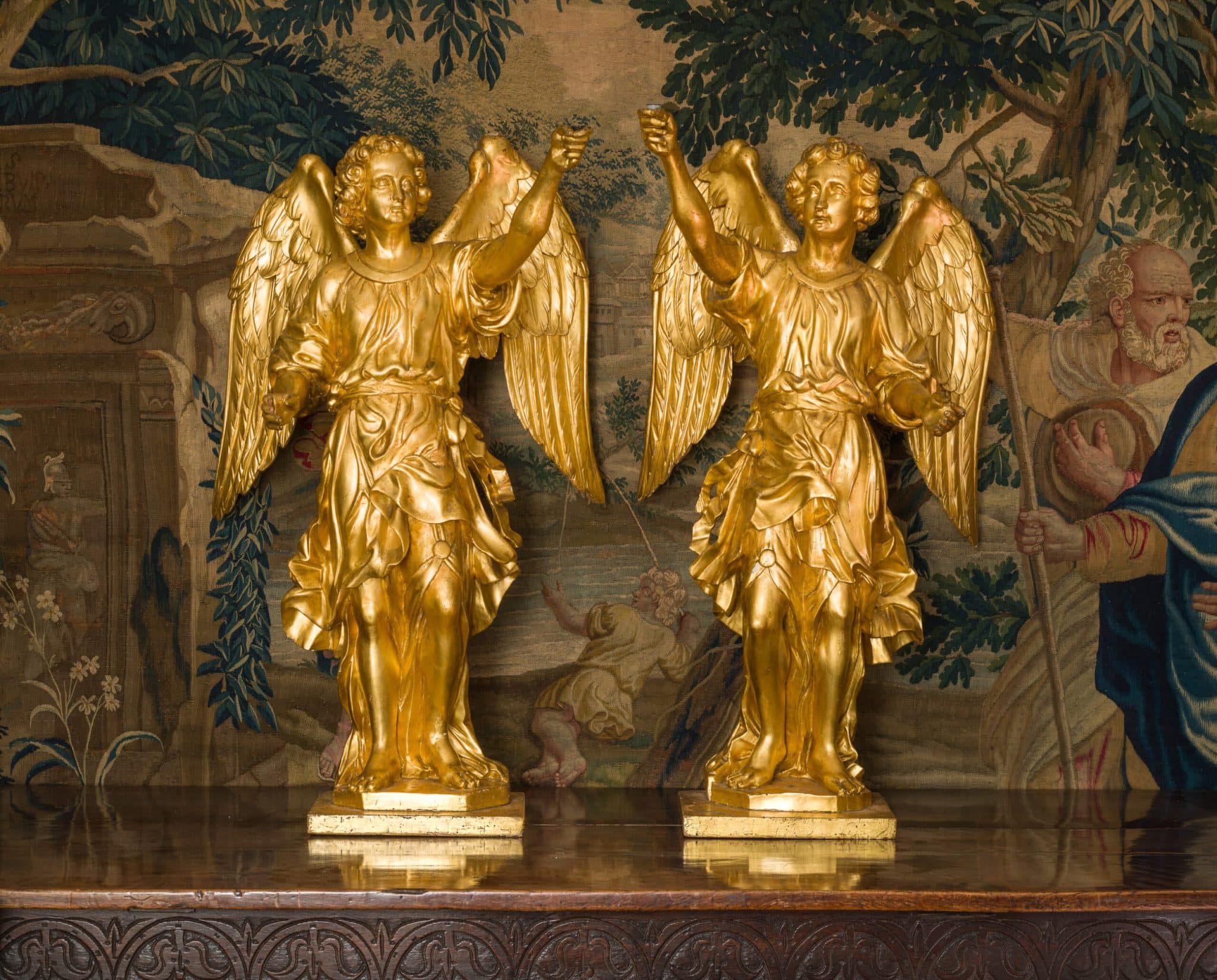 Renaissance carved winged angels