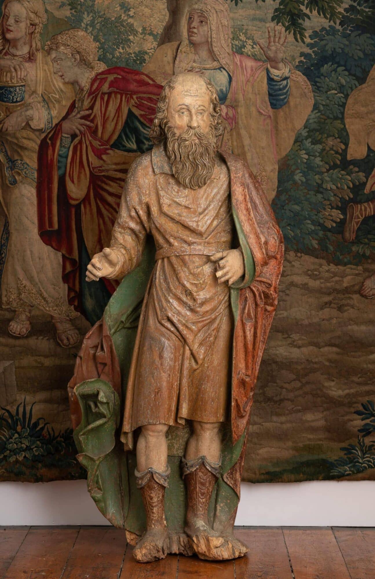 Life-size Renaissance Polychromed Oak Sculpture of St Joseph