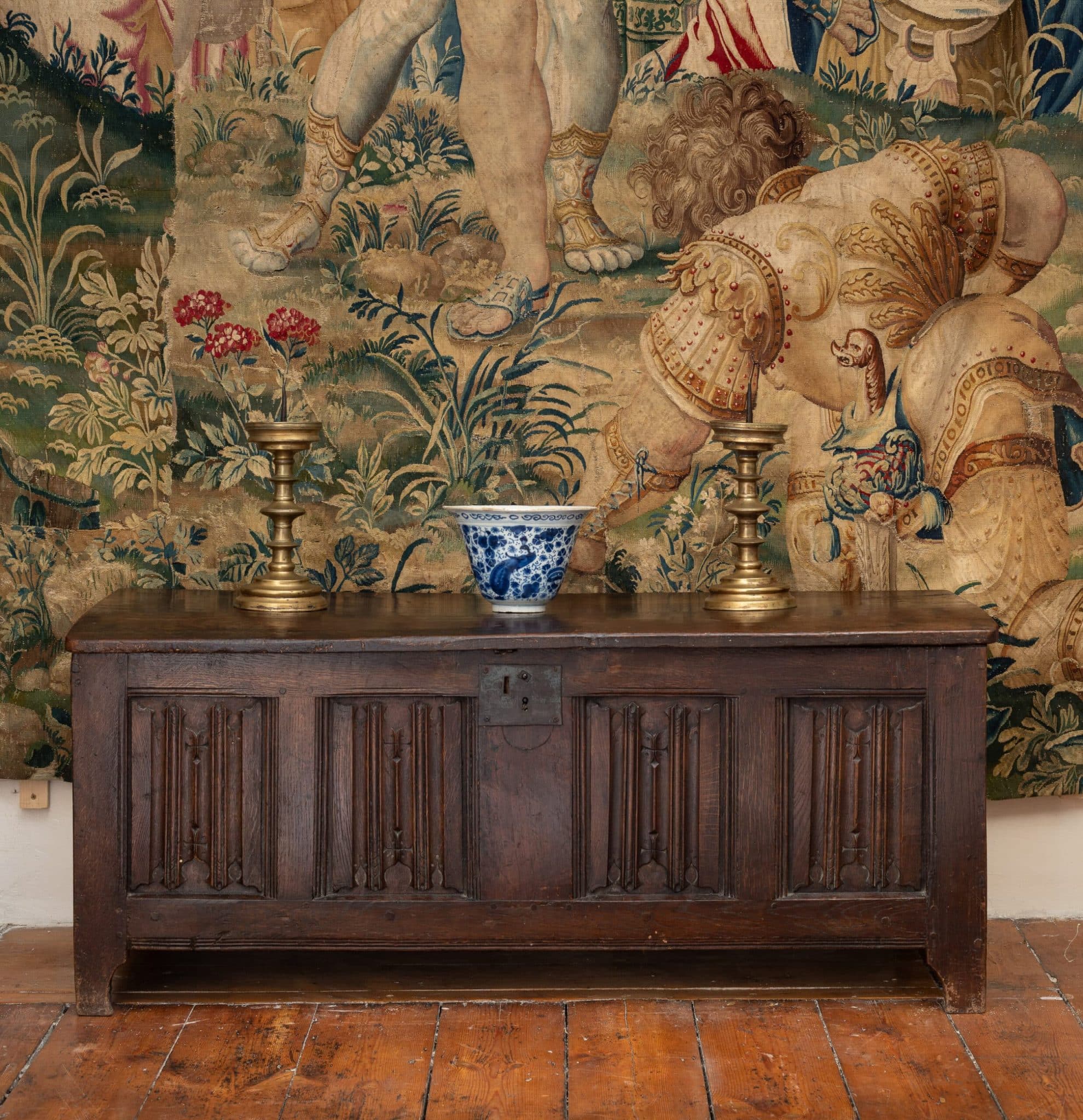 Henry VIII English Oak Linenfold Chest