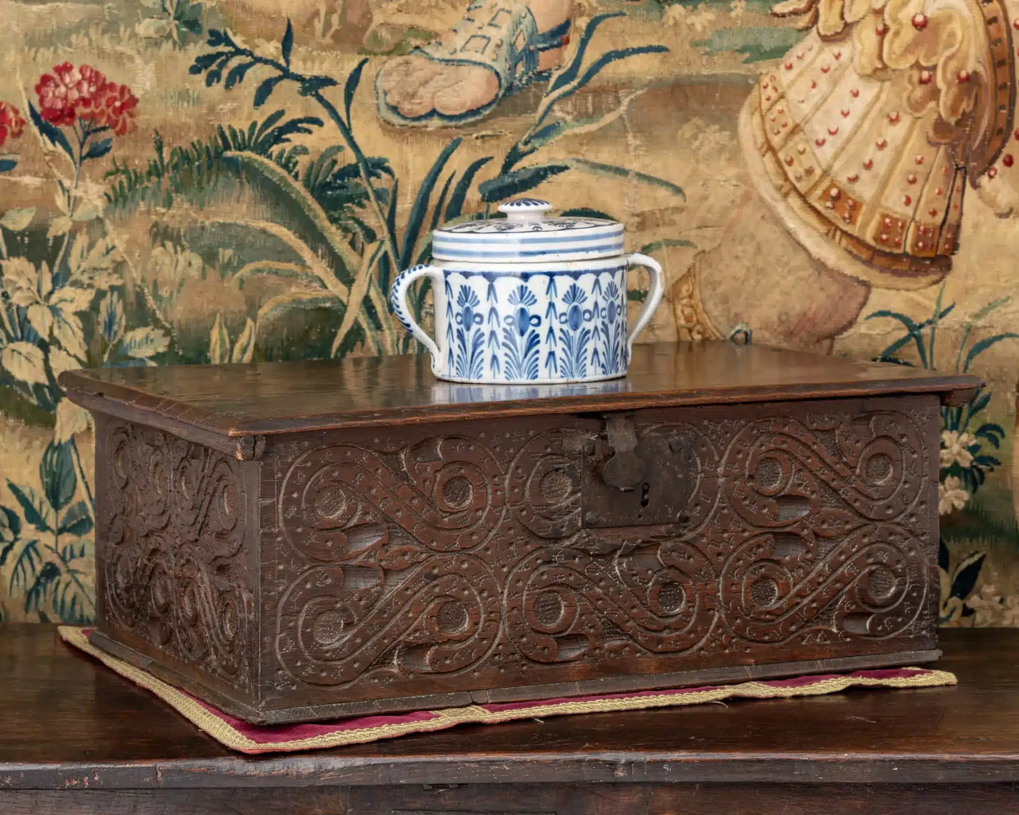 Charles II Devon Carved Oak Box