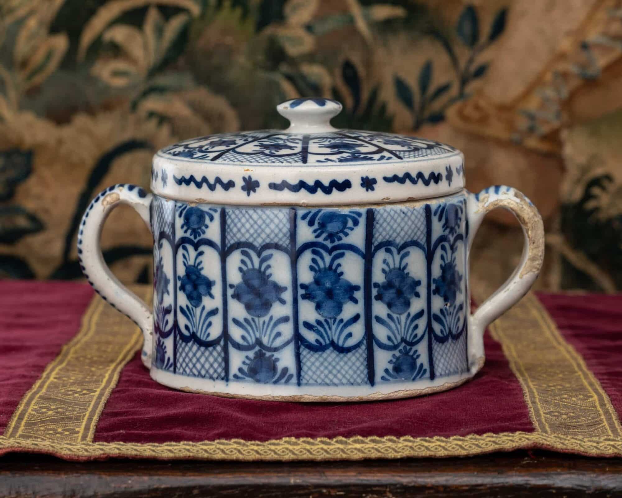 Late 17th–Early 18th Century Delftware Covered Pot