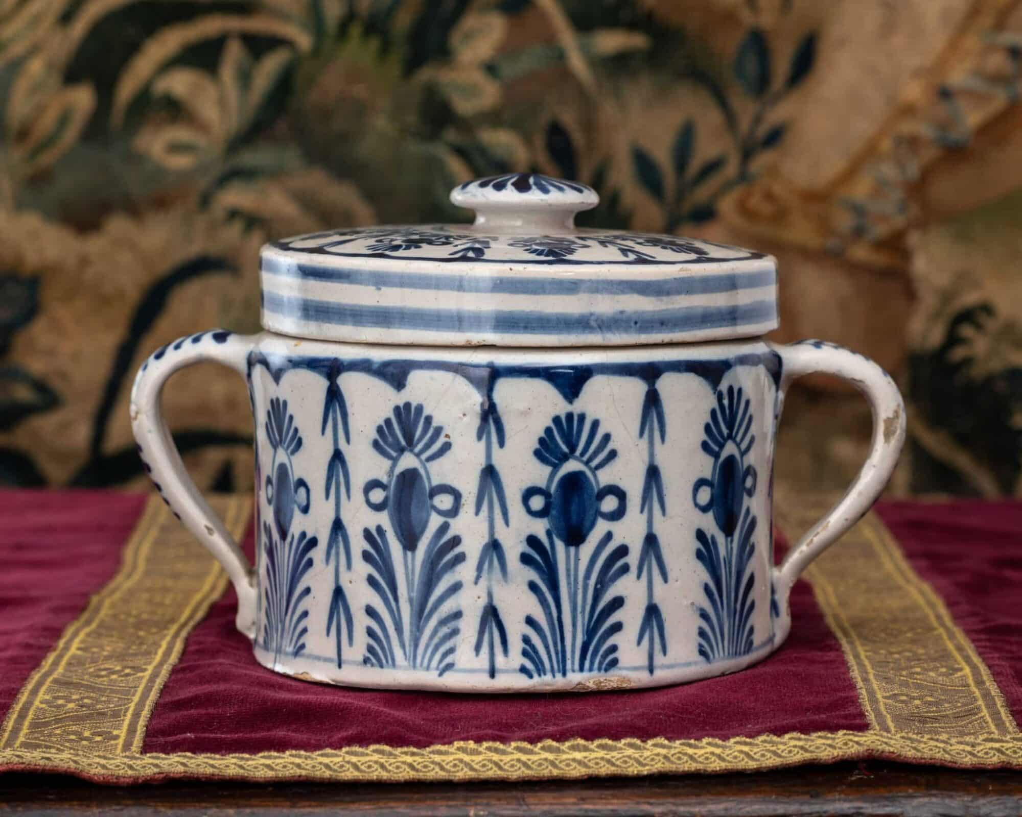 Late 17th–Early 18th Century Delftware Covered Pot