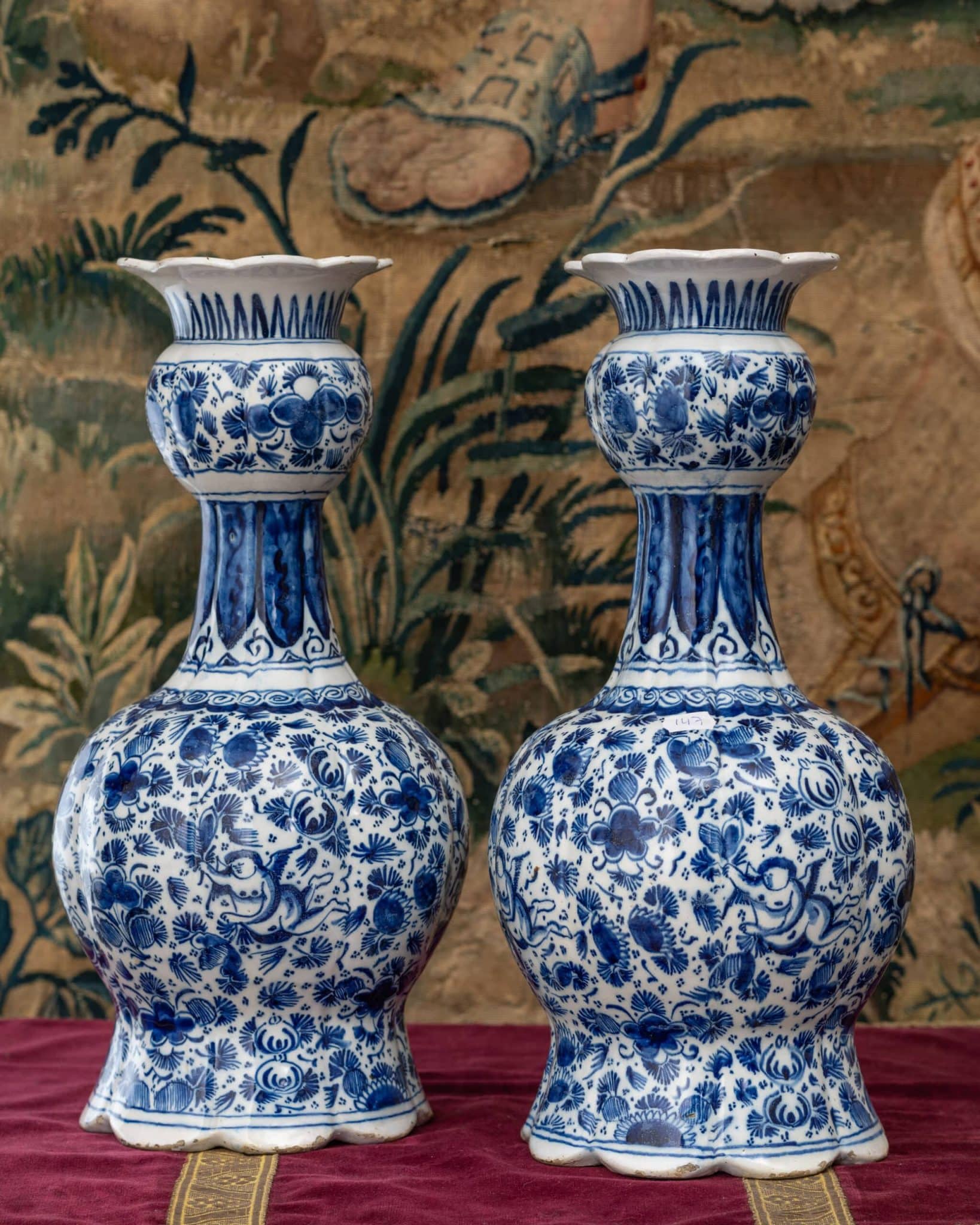 Pair of Delftware tulip vases
