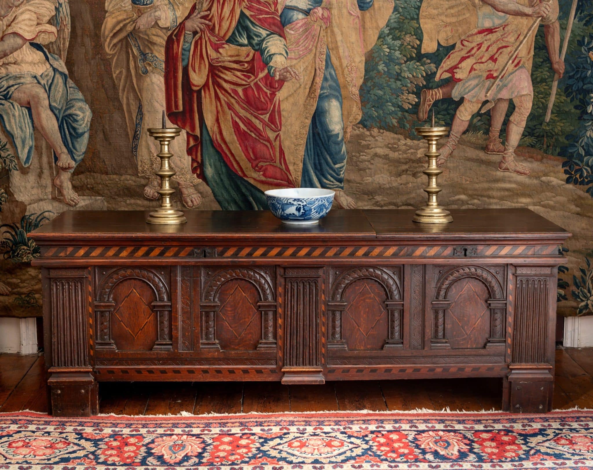 Elizabeth I Inlaid Oak joined Chest