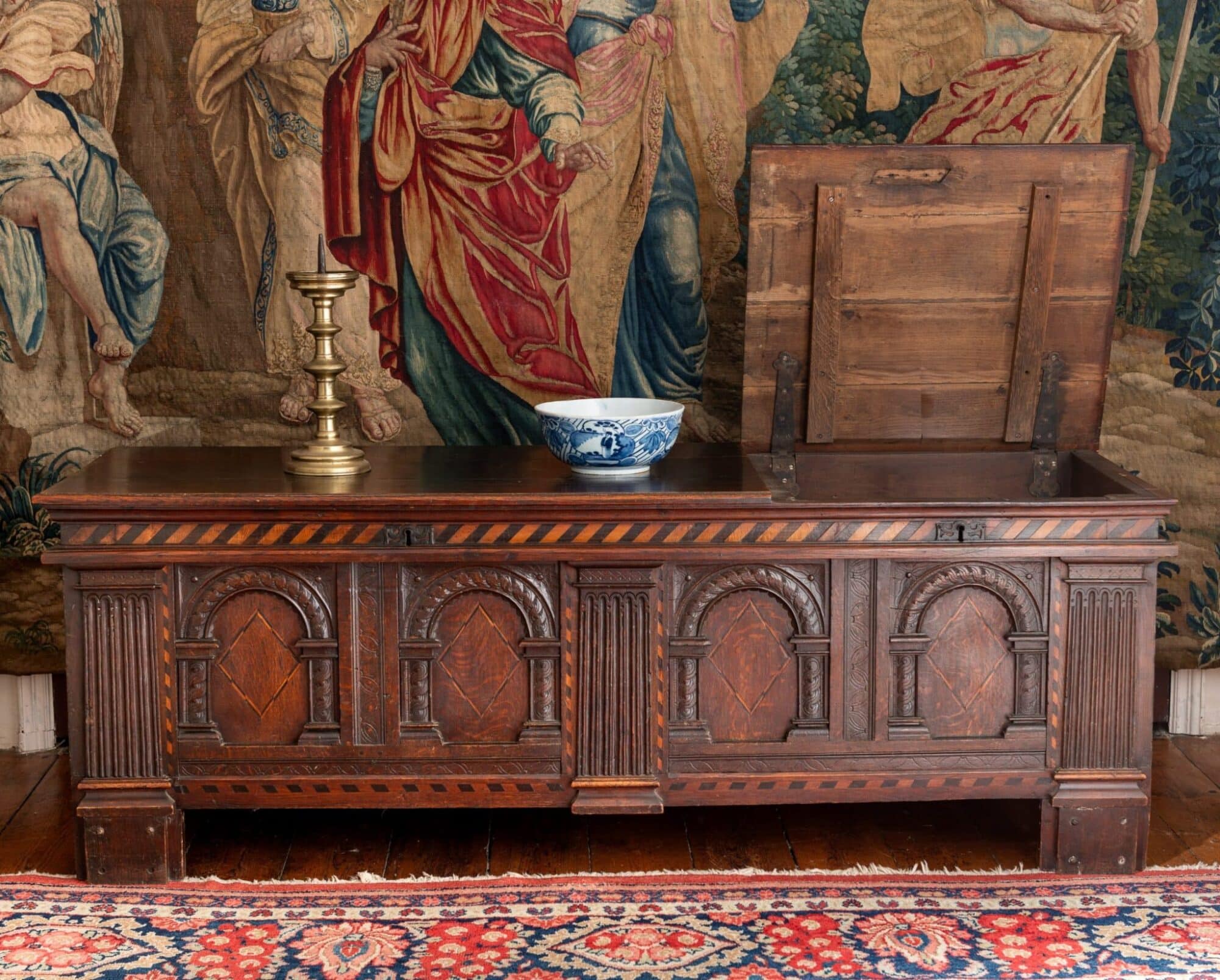 Elizabeth I Inlaid Oak joined Chest