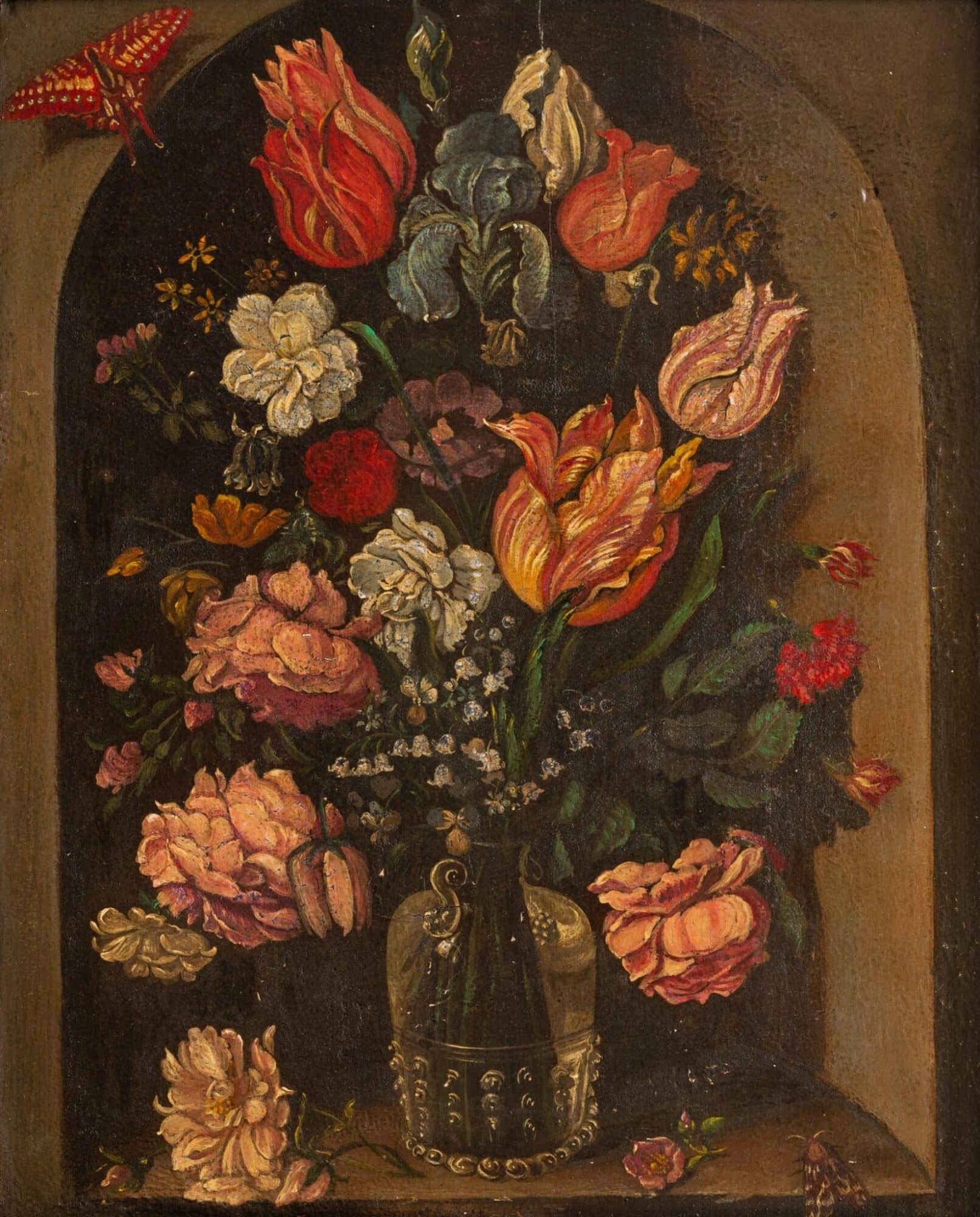Still life of flowers in a glass vase