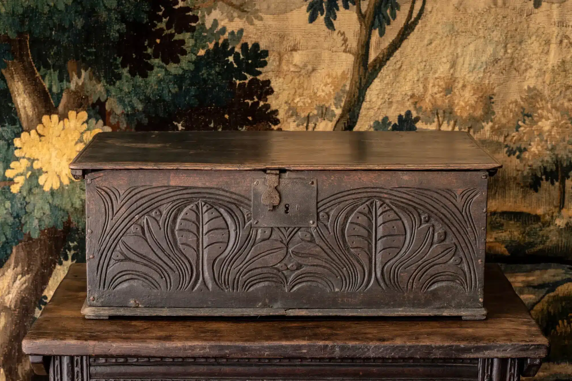 Charles II oak boarded box