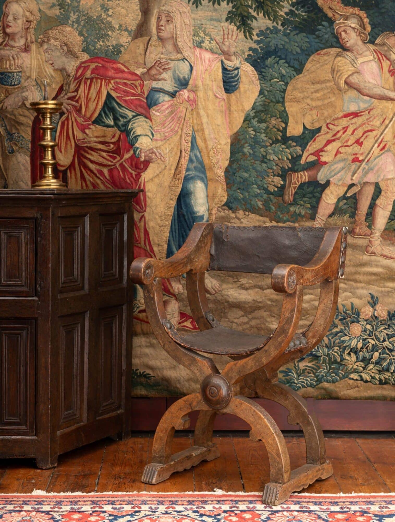 A Renaissance Walnut Curule Chair (Dante or Savonarola type)