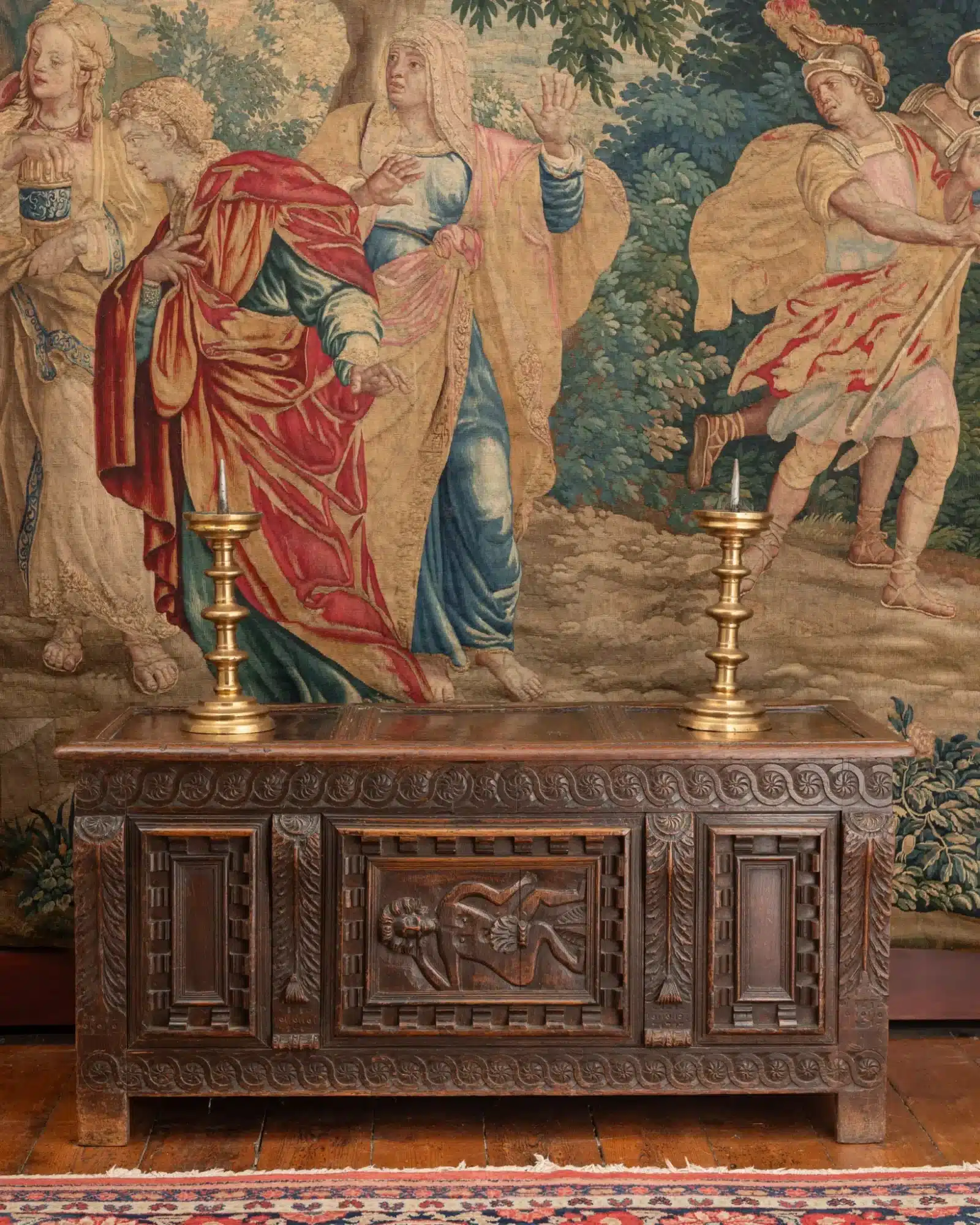 Late Elizabeth I Oak Carved Chest