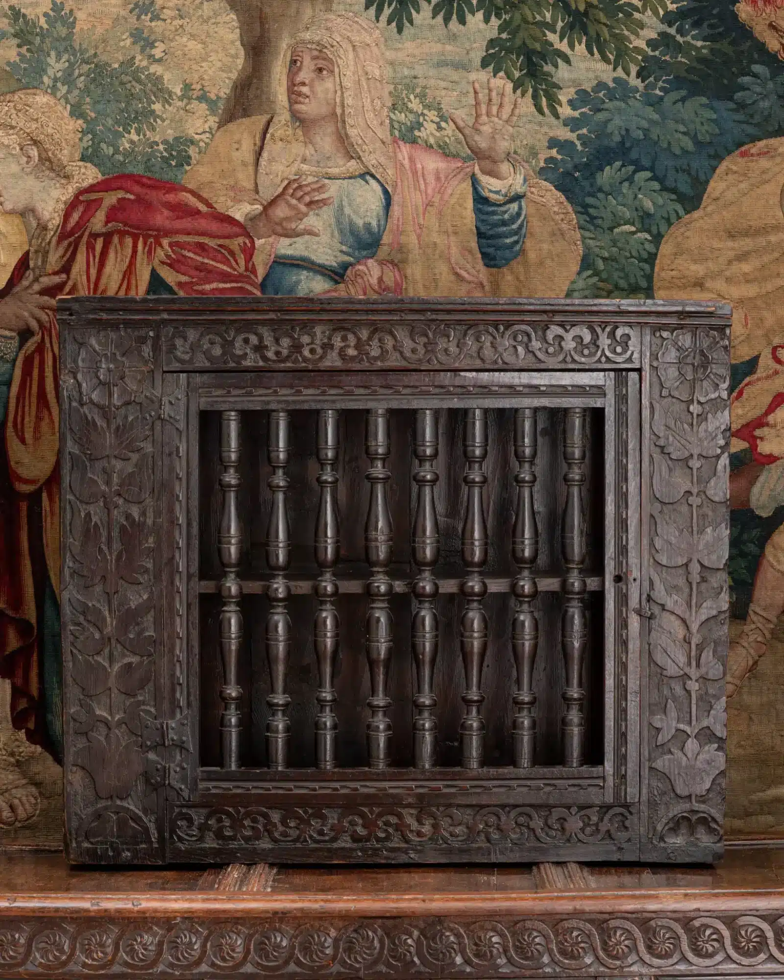 Charles I Boarded Mural Livery Cupboard