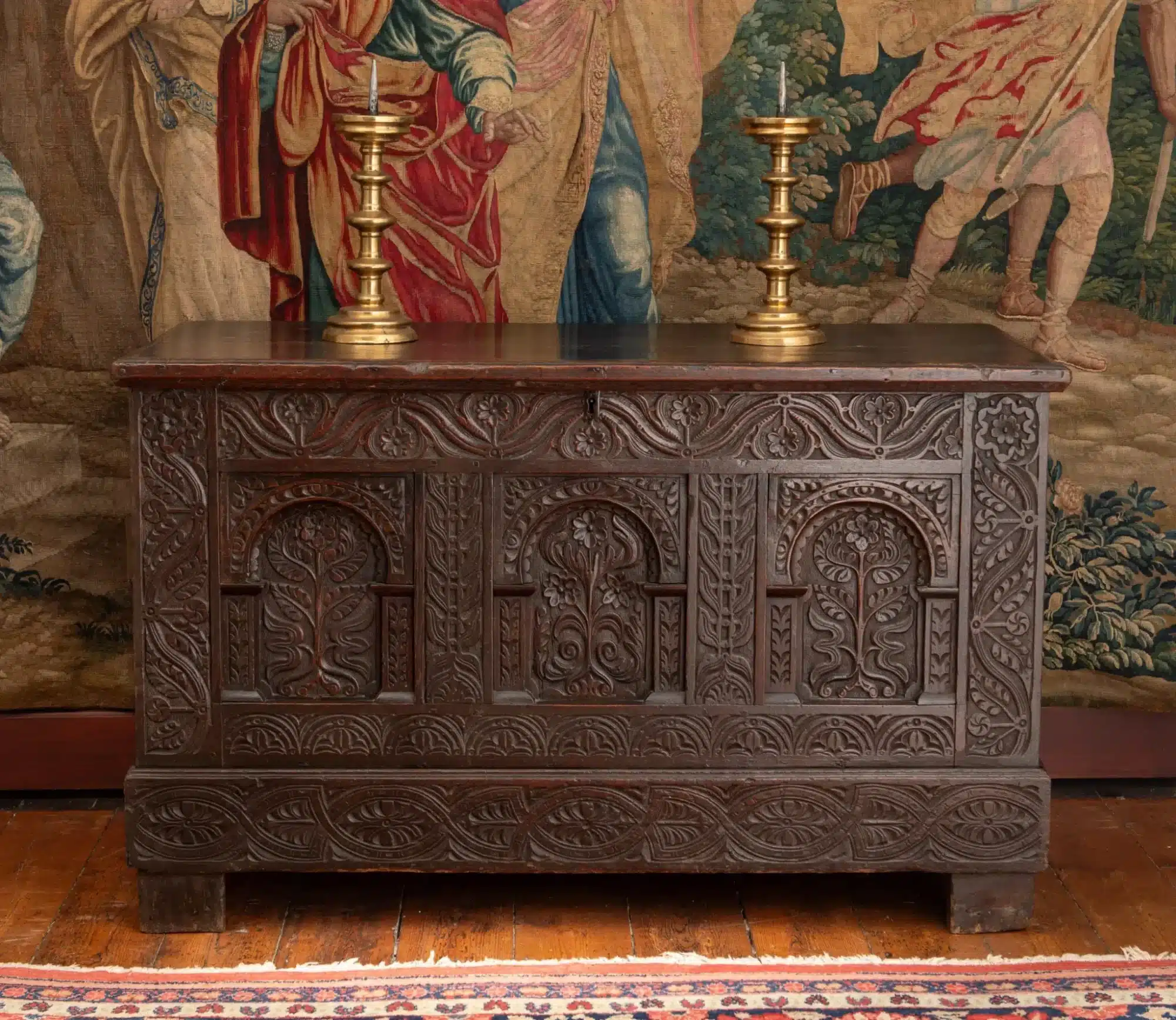 Charles I Joined Oak Chest with Drawer