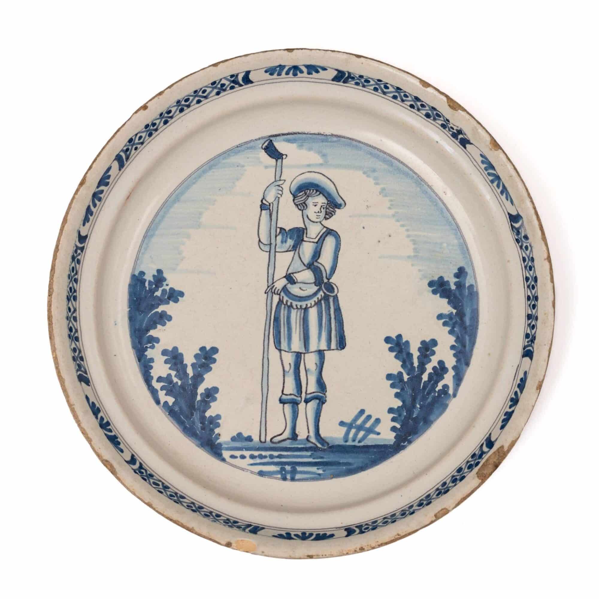 English Delftware Blue and White Plate, London or Bristol