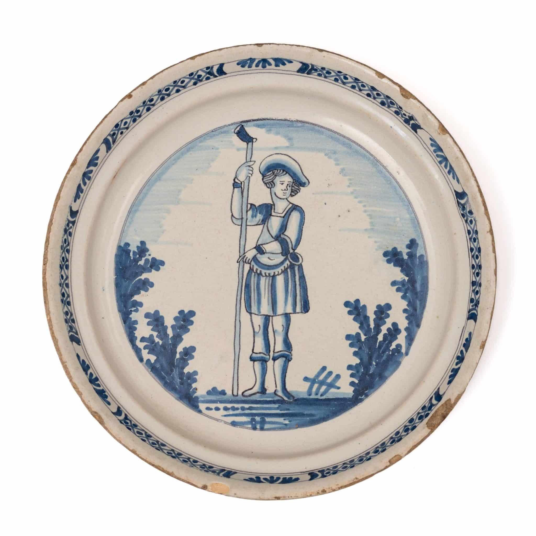 English Delftware Blue and White Plate, London or Bristol