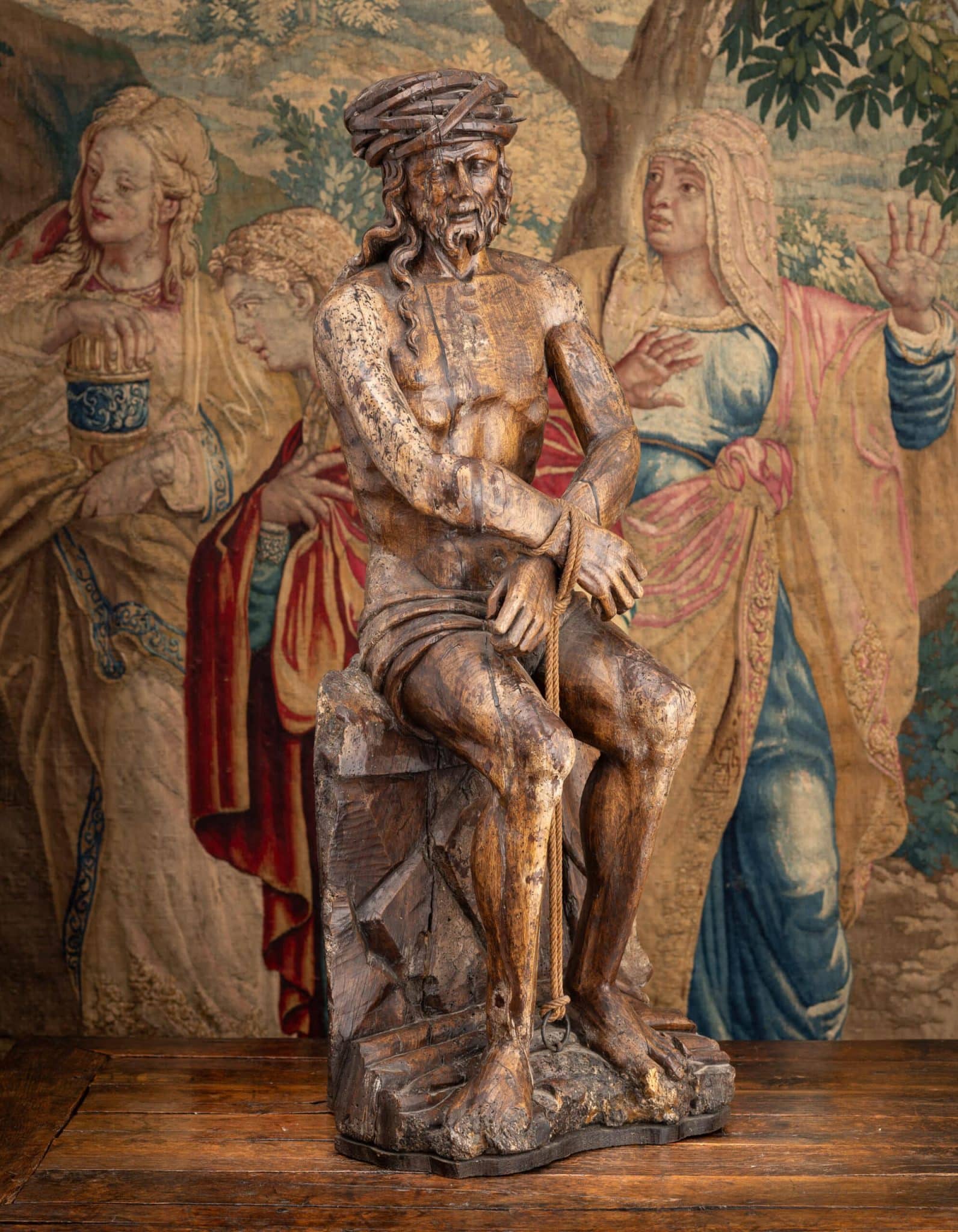 Late Gothic Walnut Sculpture of Christ at Rest (Christ of Sorrows)