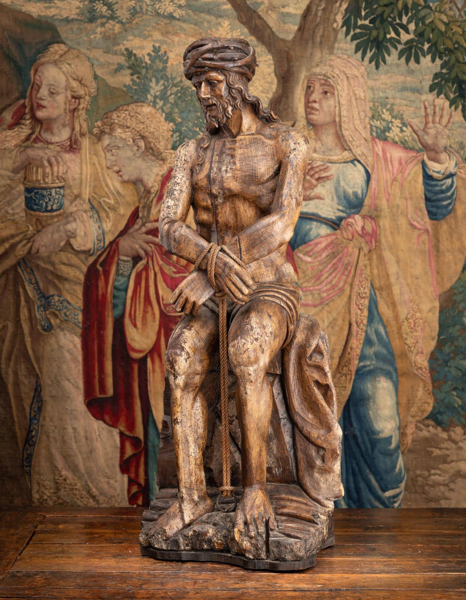 Late Gothic Walnut Sculpture of Christ at Rest (Christ of Sorrows)