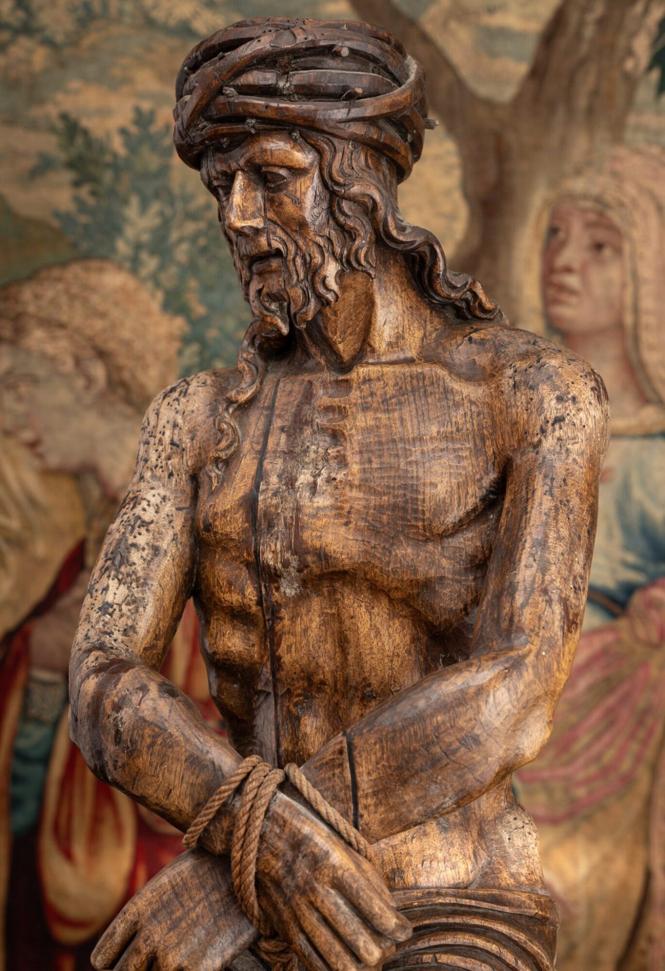 Late Gothic Walnut Sculpture of Christ at Rest (Christ of Sorrows)