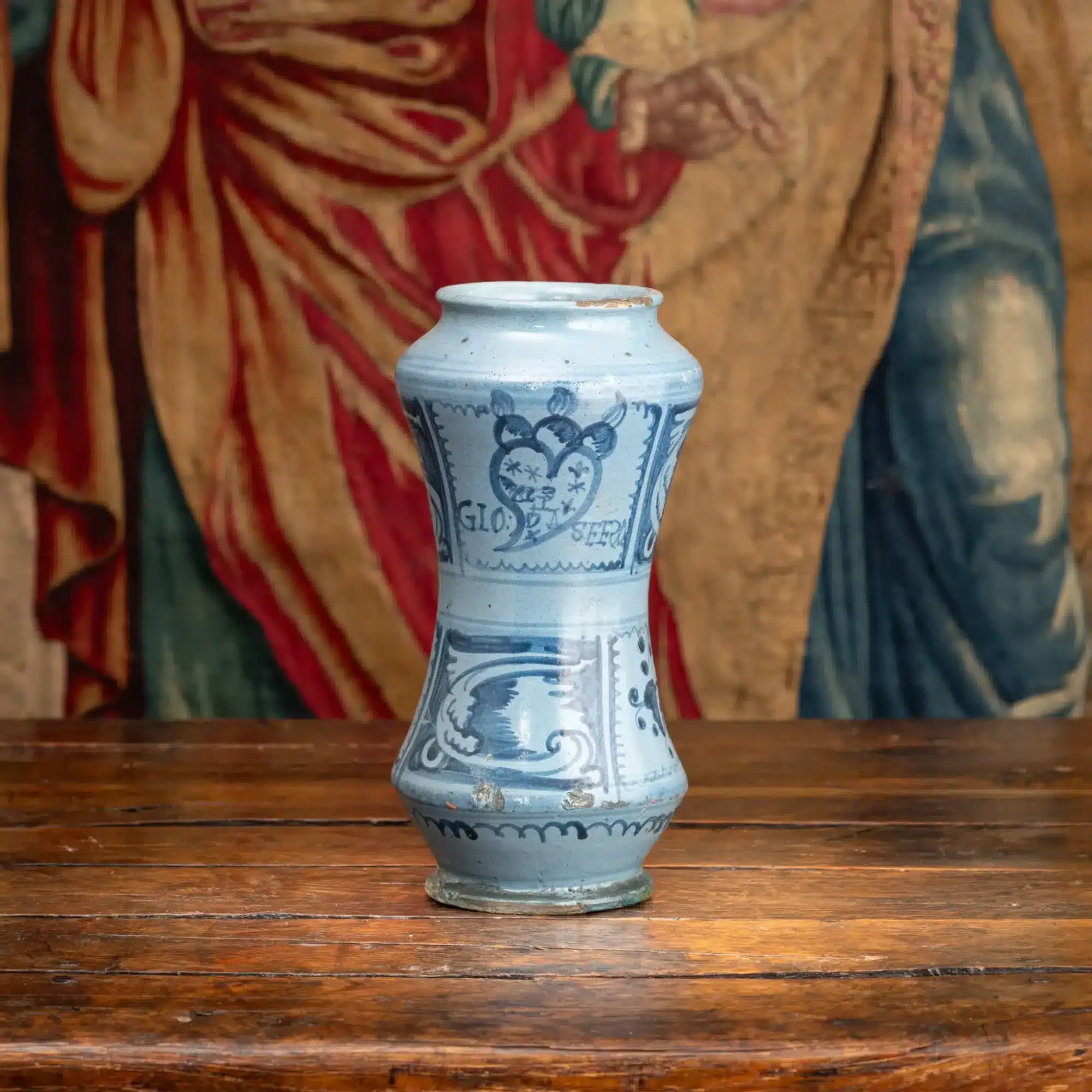 Italian Blue and White Albarello Jar