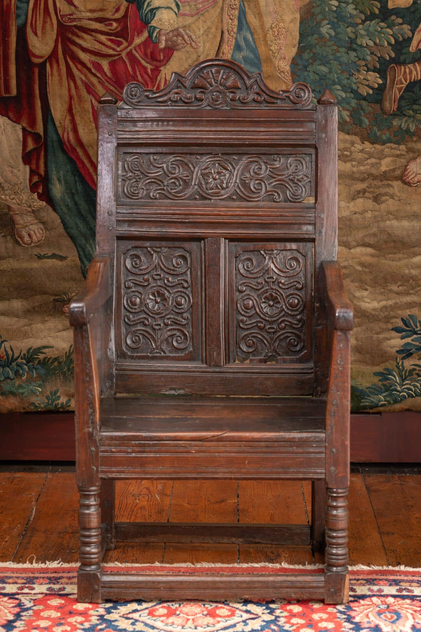 Charles II joined oak enclosed armchair