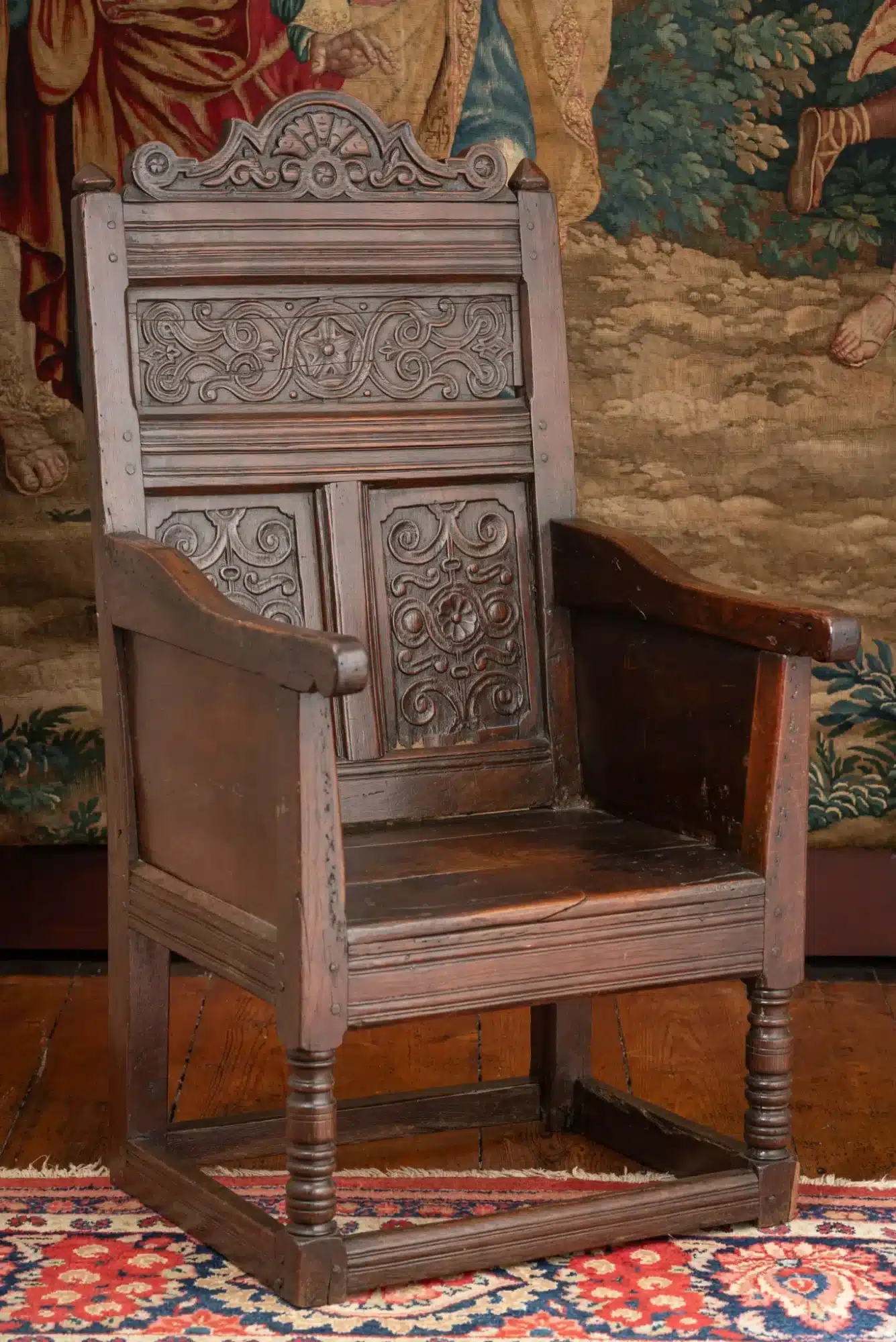 Charles II joined oak enclosed armchair