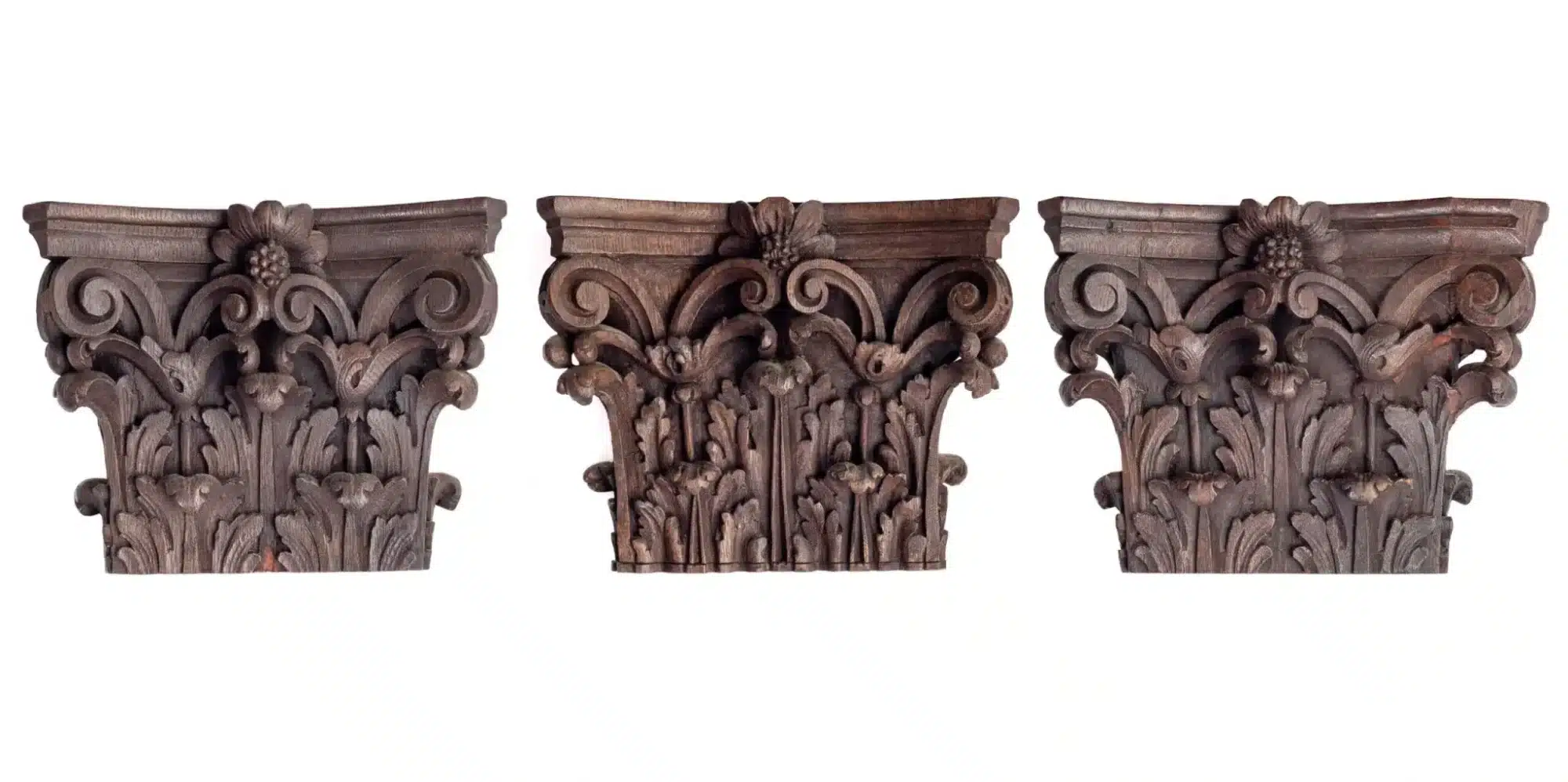 Renaissance oak carved  Corinthian capitals
