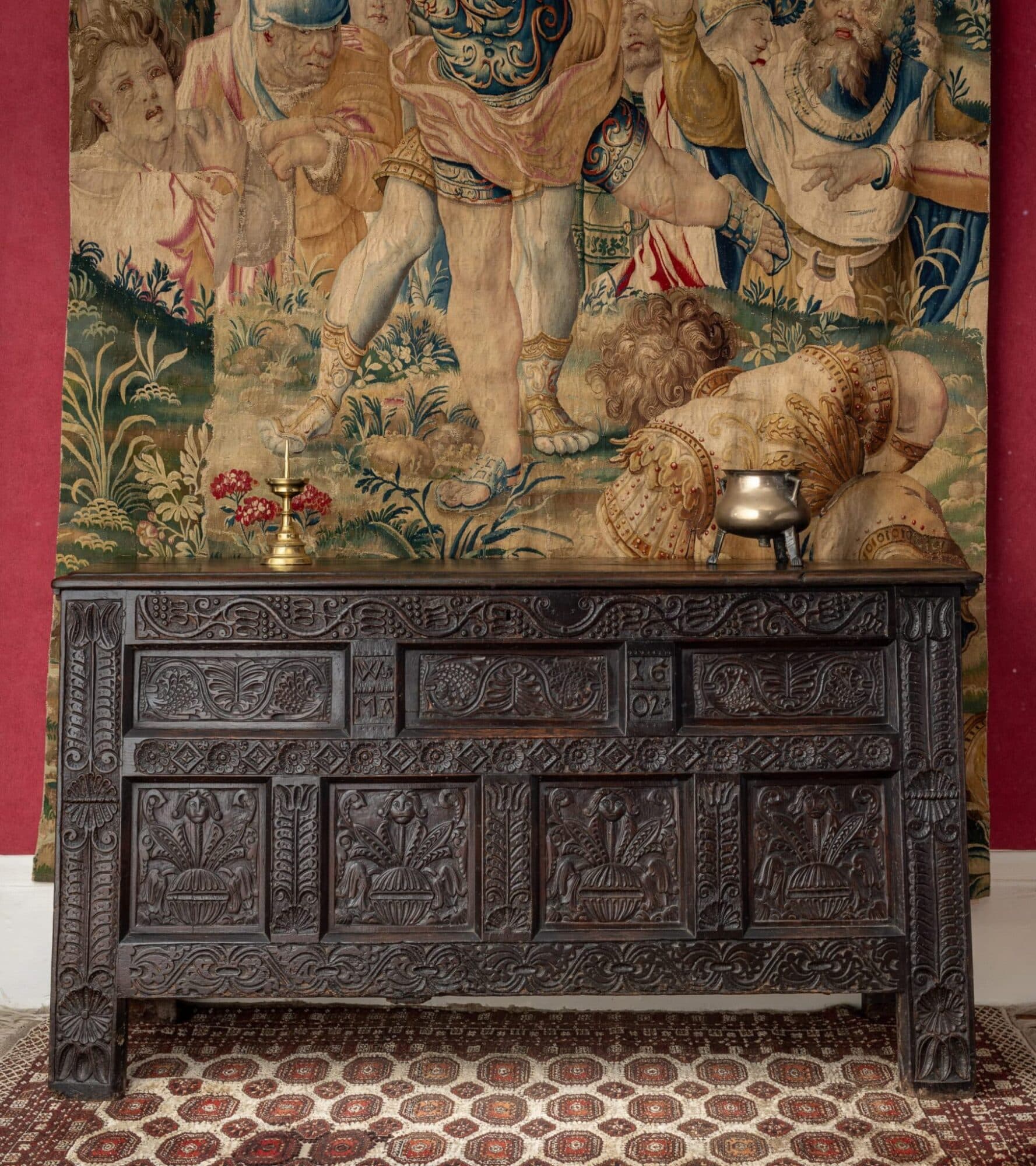 Elizabeth I oak carved chest