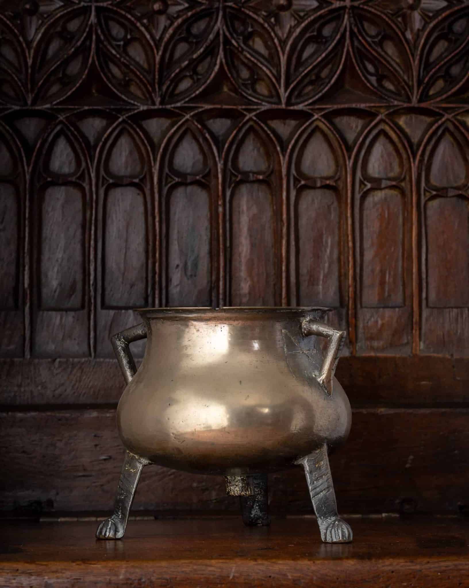 German Bronze Cauldron with Lion Feet