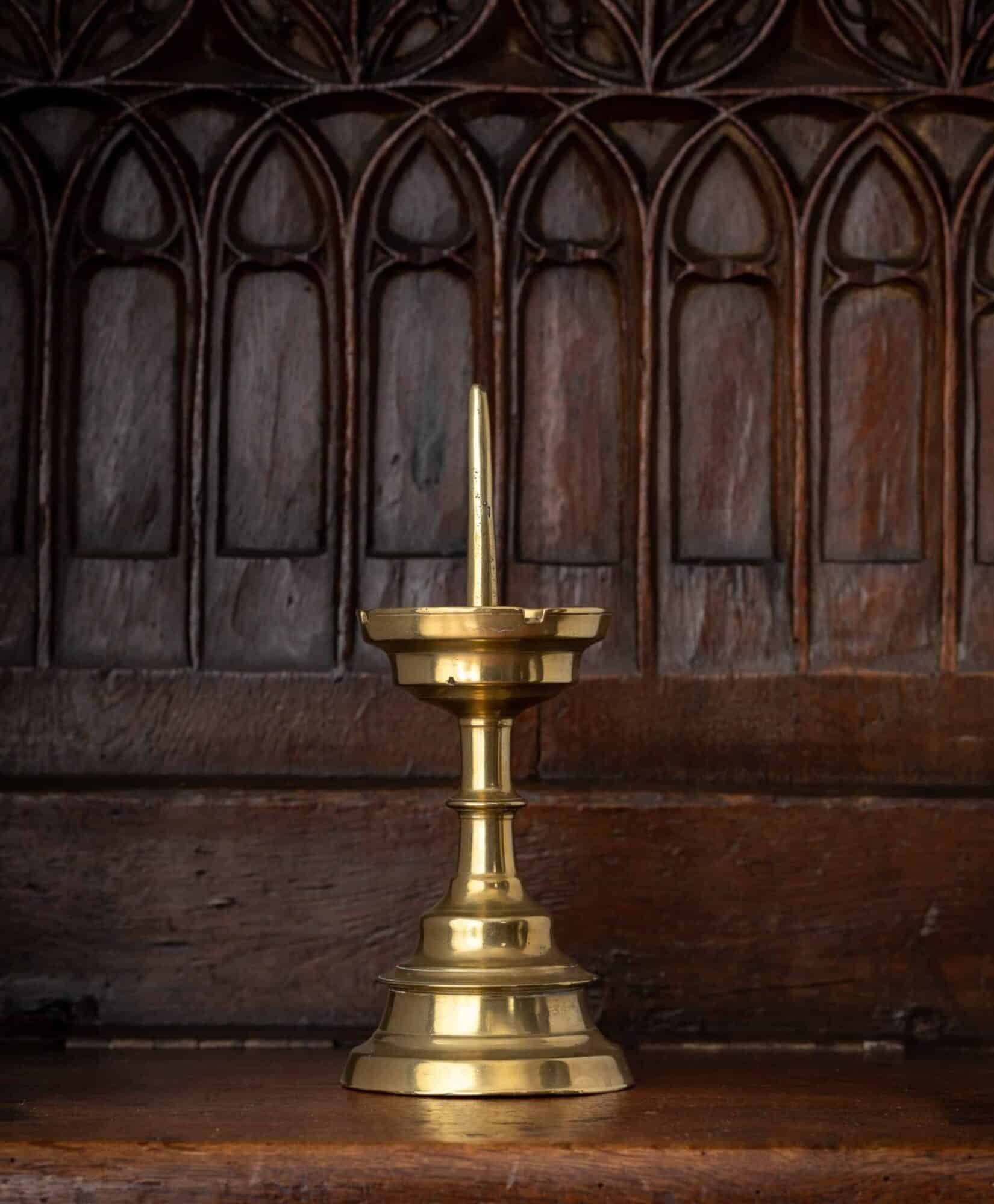 Gothic Brass Pricket Candlestick