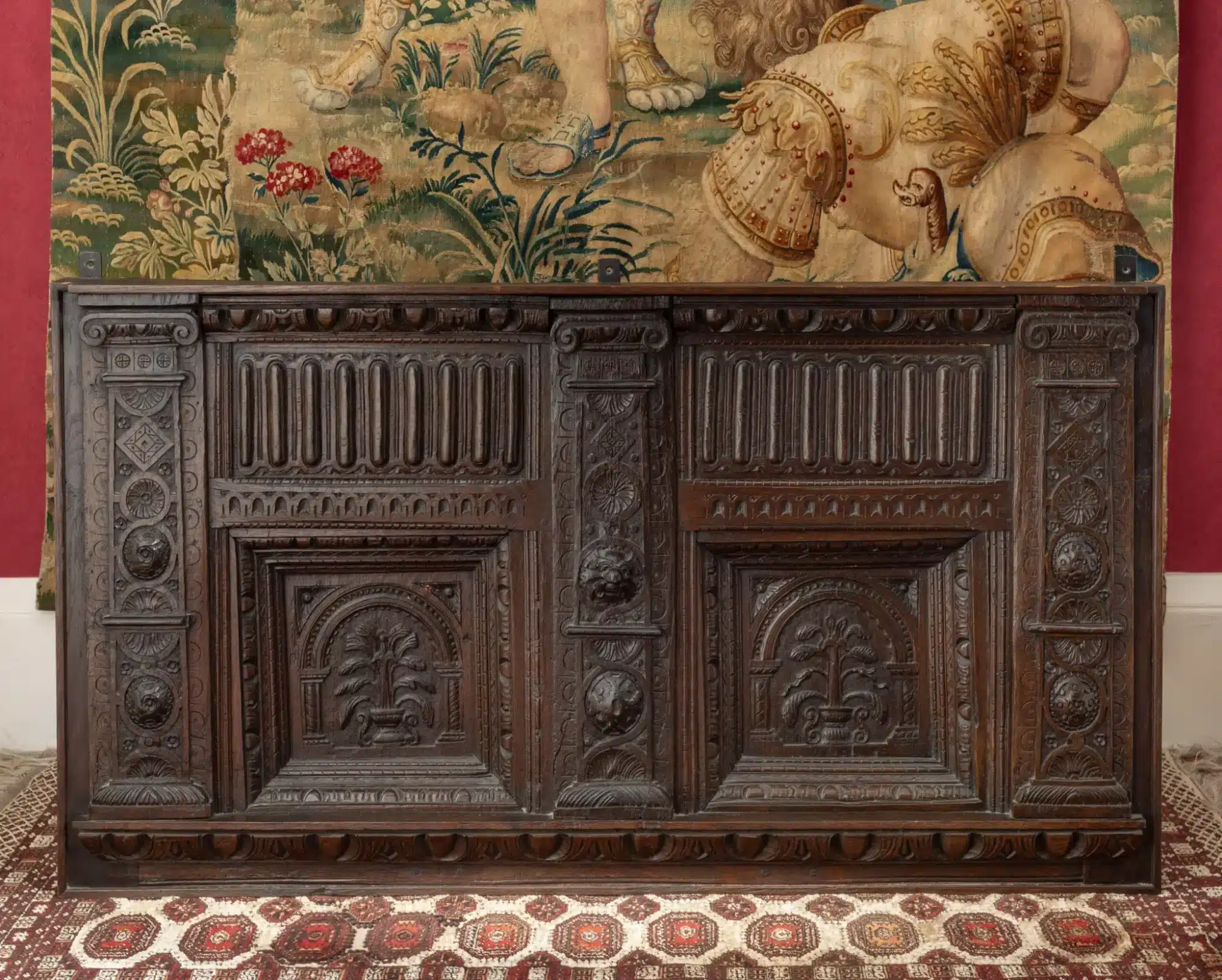 Elizabeth I oak carved overmantel