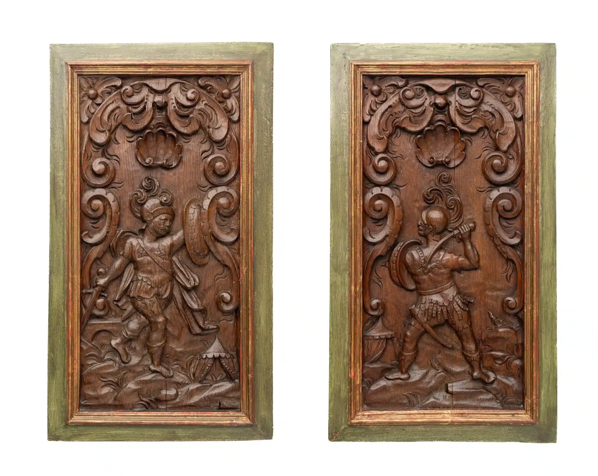 Pair of Renaissance Carved Oak Panels