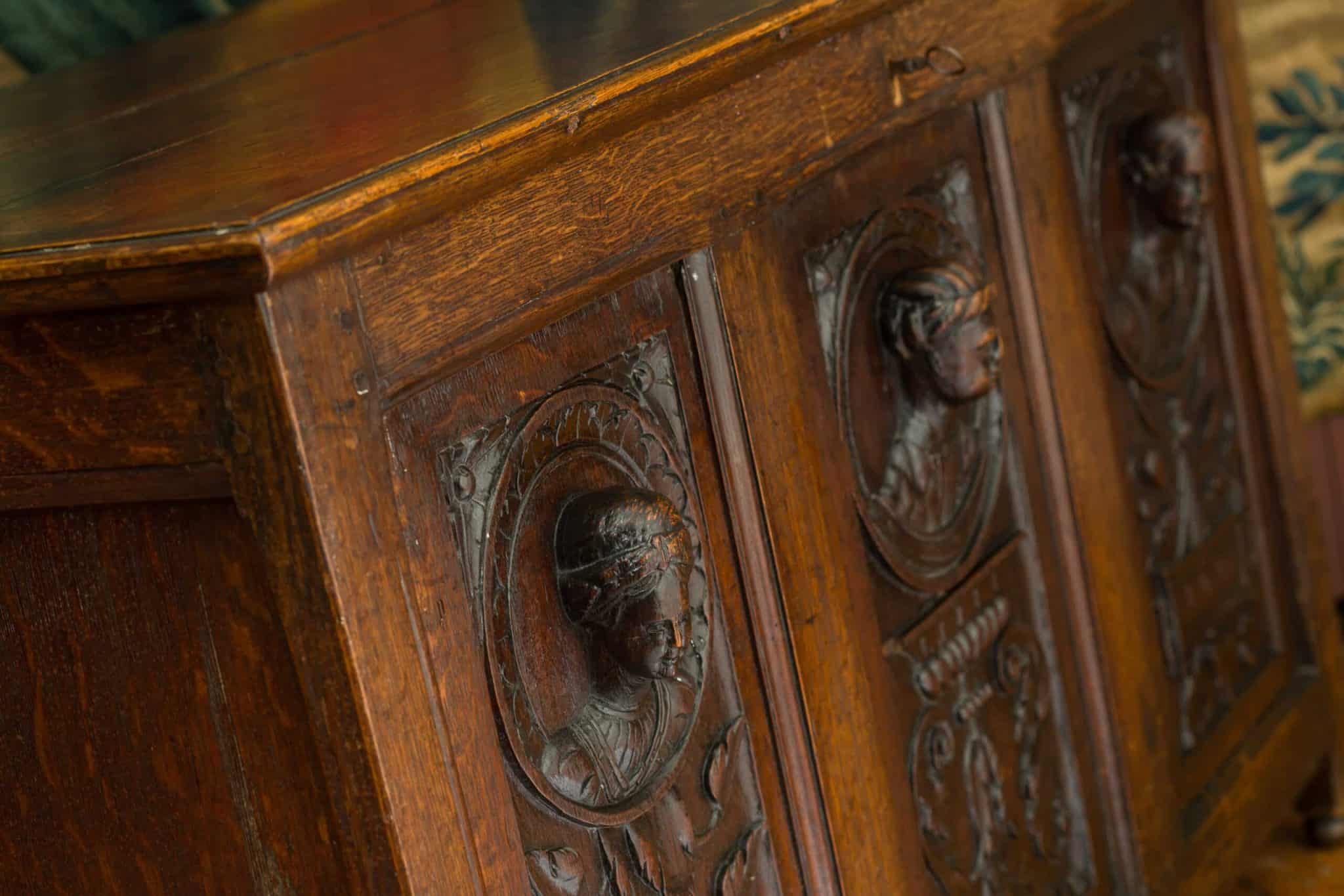 Henry VIII Oak Chest Carved with Portrait Roundels