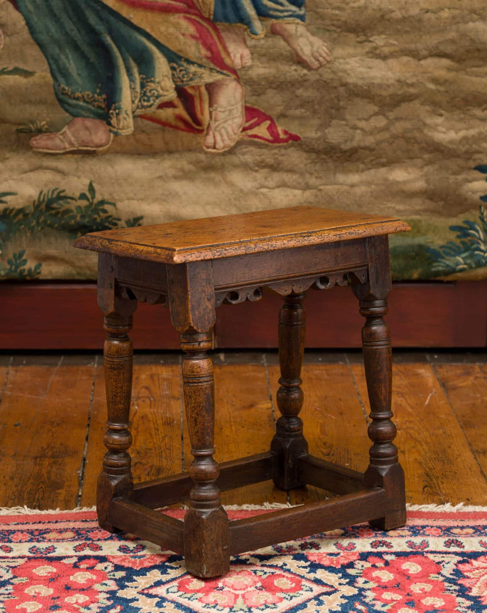 Charles I walnut and oak stool