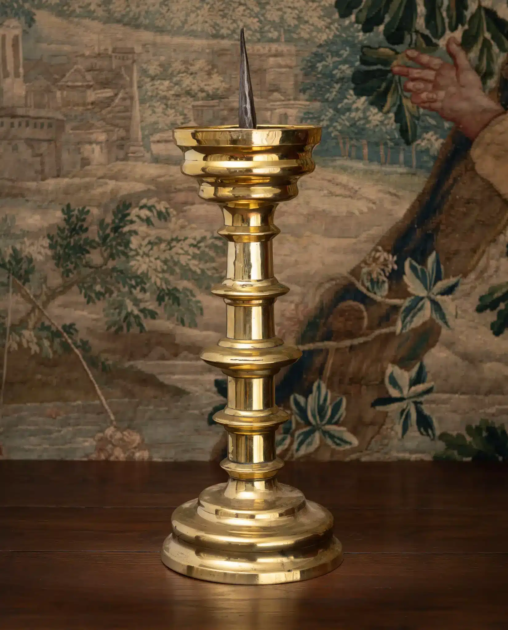 Late Gothic Brass Pricket Candlestick