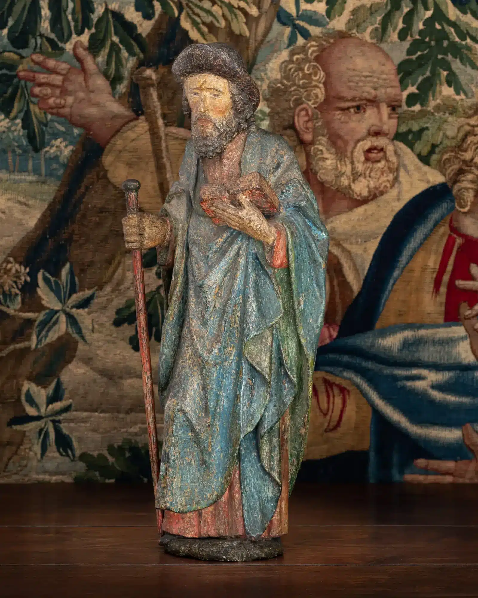 Late Gothic Polychromed Oak Sculpture of an Apostle