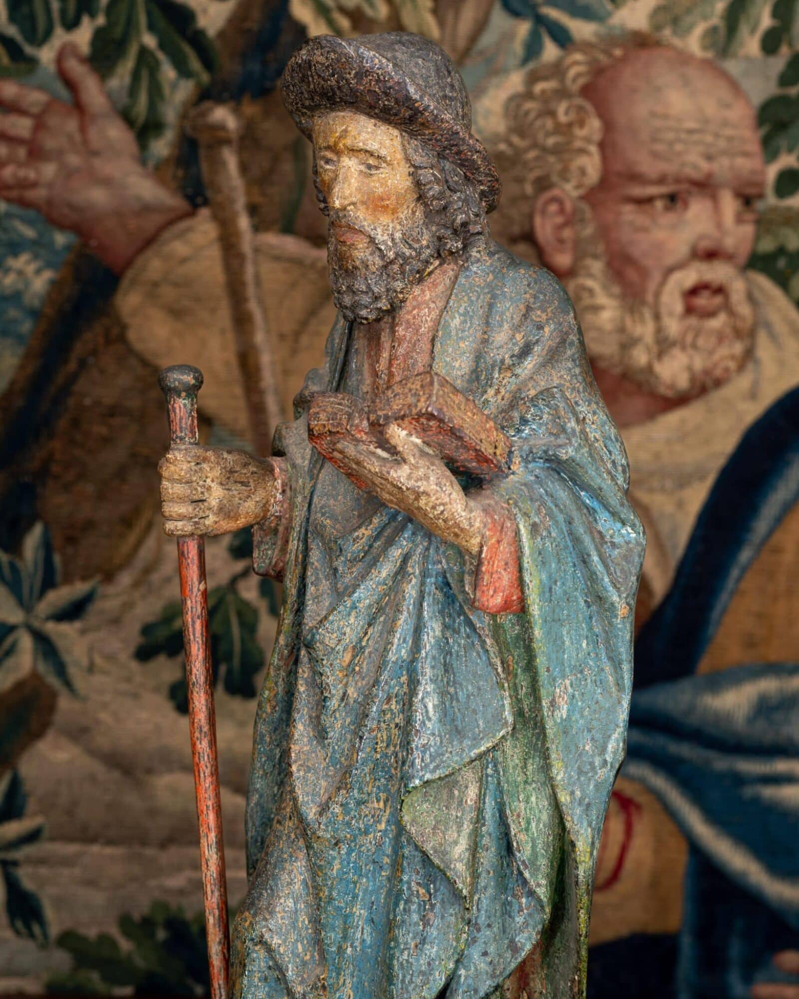 Late Gothic Polychromed Oak Sculpture of an Apostle