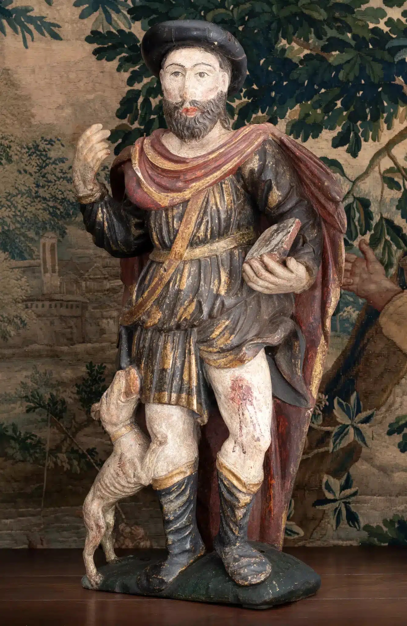 Large Polychromed Oak Sculpture of Saint Roch
