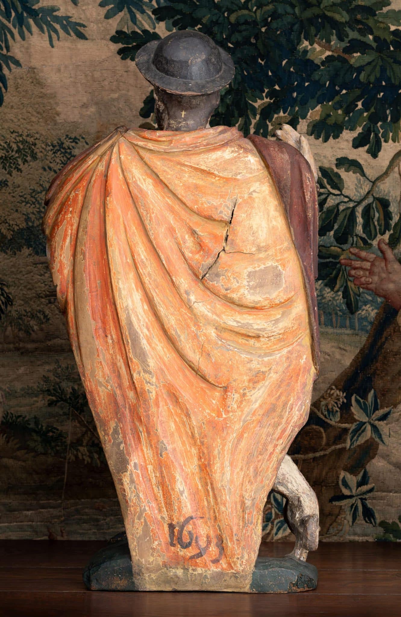 Large Polychromed Oak Sculpture of Saint Roch
